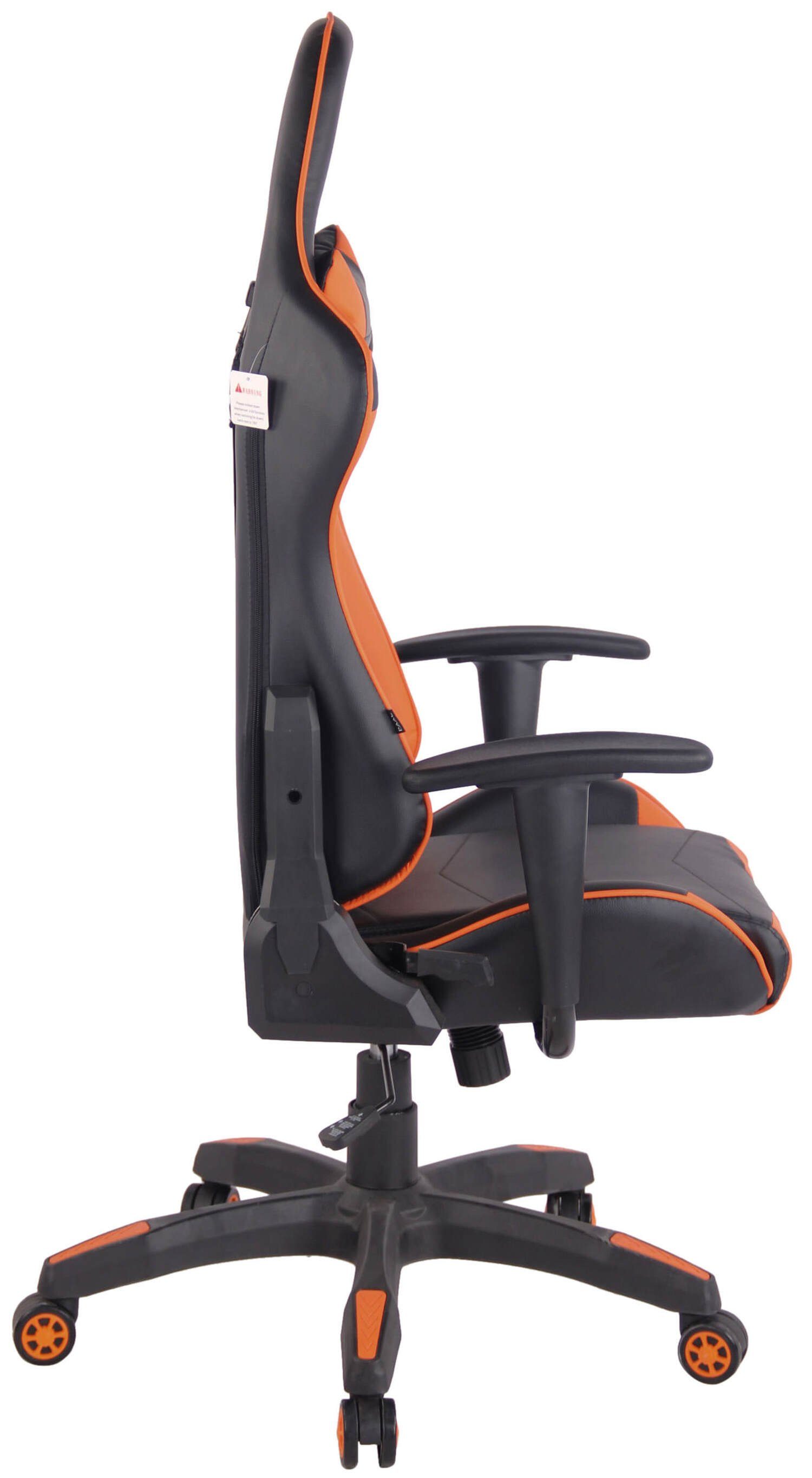 TPFLiving Gaming-Stuhl Mirage mit bequemer Kunststoff schwarz/orange Gestell: Kunstleder - drehbar und Gamingstuhl, (Schreibtischstuhl, schwarz Rückenlehne Racingstuhl, - Drehstuhl, höhenverstellbar Chefsessel), 360° Sitzfläche