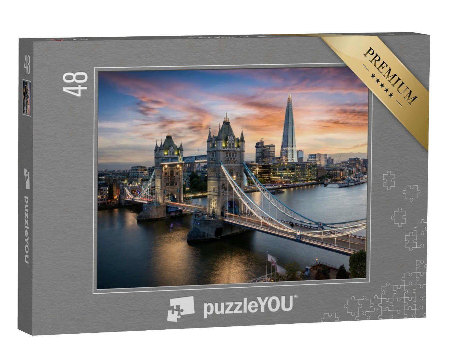 puzzleYOU Puzzle Blick auf die Tower Bridge, London, England, 48 Puzzleteile, puzzleYOU-Kollektionen Europa, Städte, London, Brücken, England
