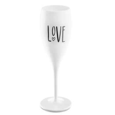 KOZIOL Sektglas Sektglas 100 ml mit Druck CHEERS No. 1 LOVE, Kunststoff, Stielglas aus Kunststoff