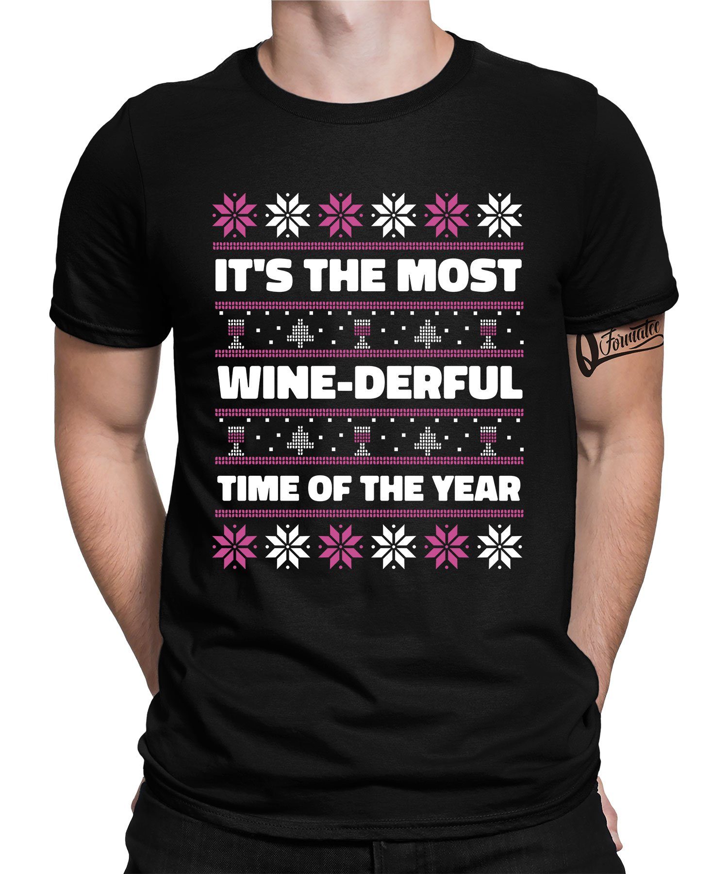 Quattro Formatee Kurzarmshirt It's the most wine-derful time of the year Weinlie (1-tlg)
