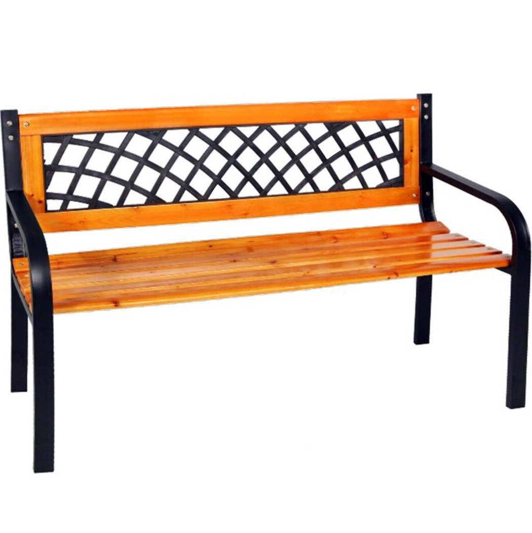 Mojawo Eckbank Gartenbank Parkbank Massivholz Metall pulverbeschichtet 120x52x74cm