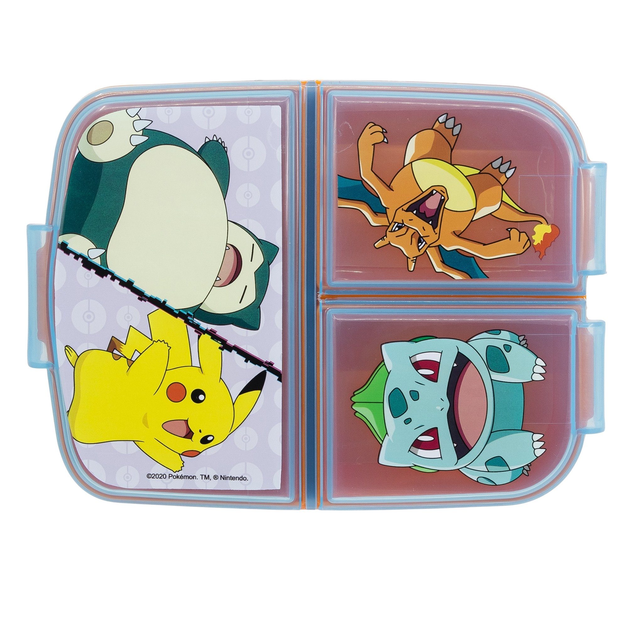 POKÉMON Lunchbox Pokemon Pikachu Kinder 4 tlg. Lunch Set, Kunststoff Aluminium, (4-tlg., Spar-Set), 3 Kammern Brotdose Gabel Löffel Alu-Flasche