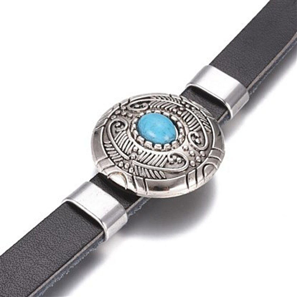 Westernlifestyle Lederarmband Armband mit türkisem Stein auf rundem Concho günstig online kaufen