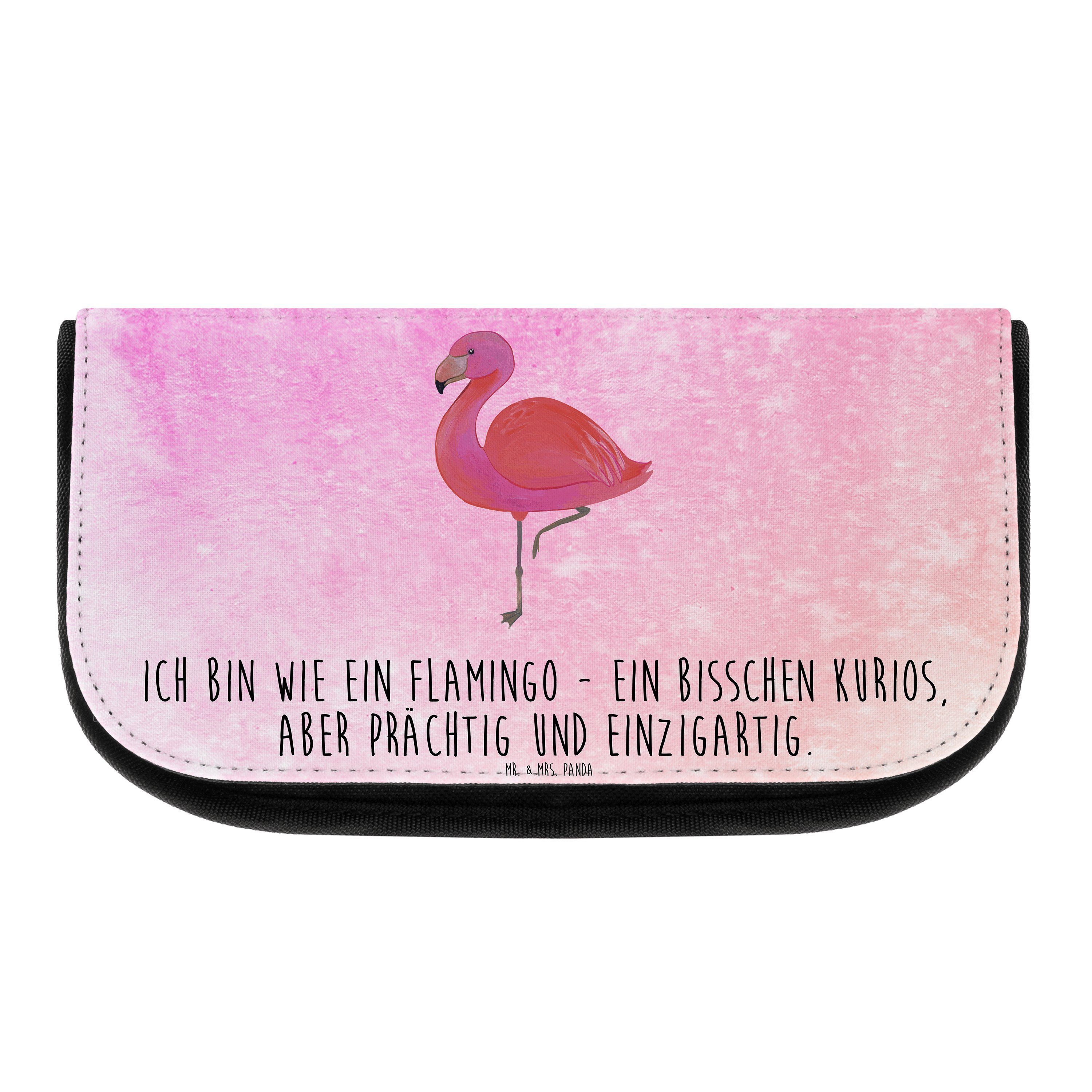 Mr. & Mrs. Panda Kosmetiktasche Flamingo classic - Aquarell Pink - Geschenk, Geschwister, Freundin, s (1-tlg)