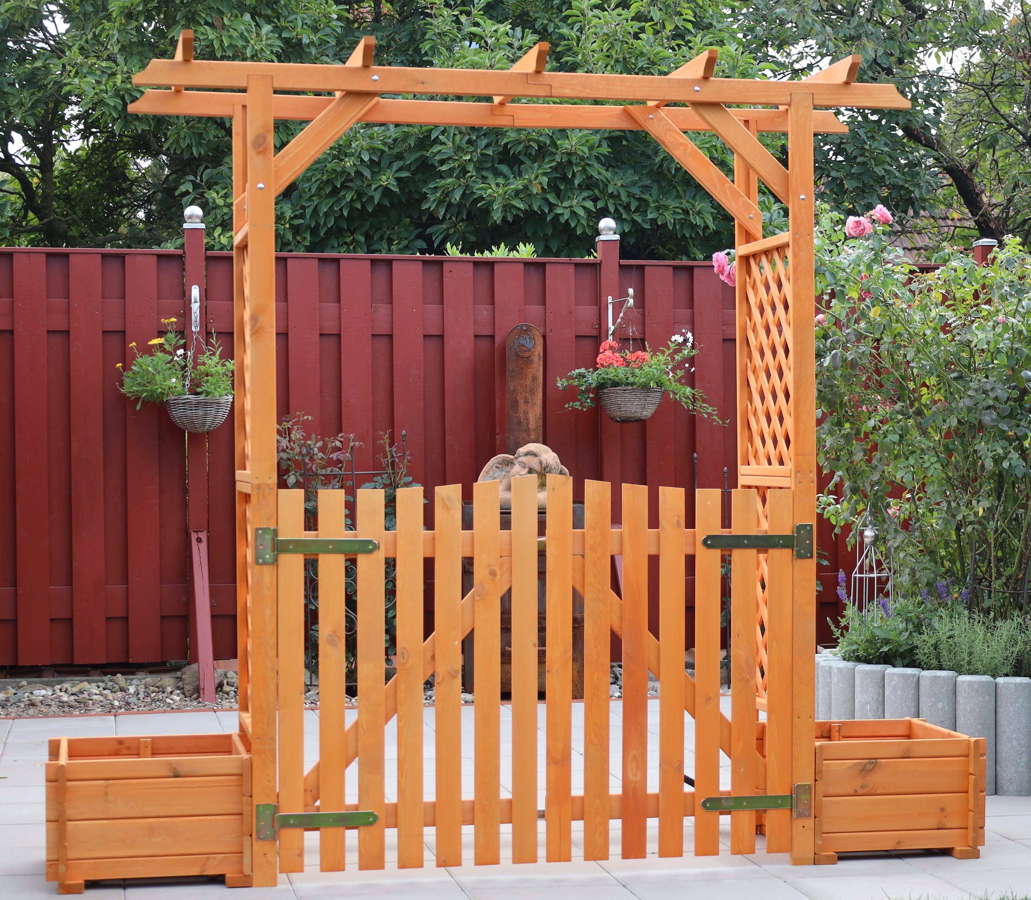 promadino Rosenbogen Bamberg, mit Türen und Pflanzkästen, BxTxH: 240x51x197 cm