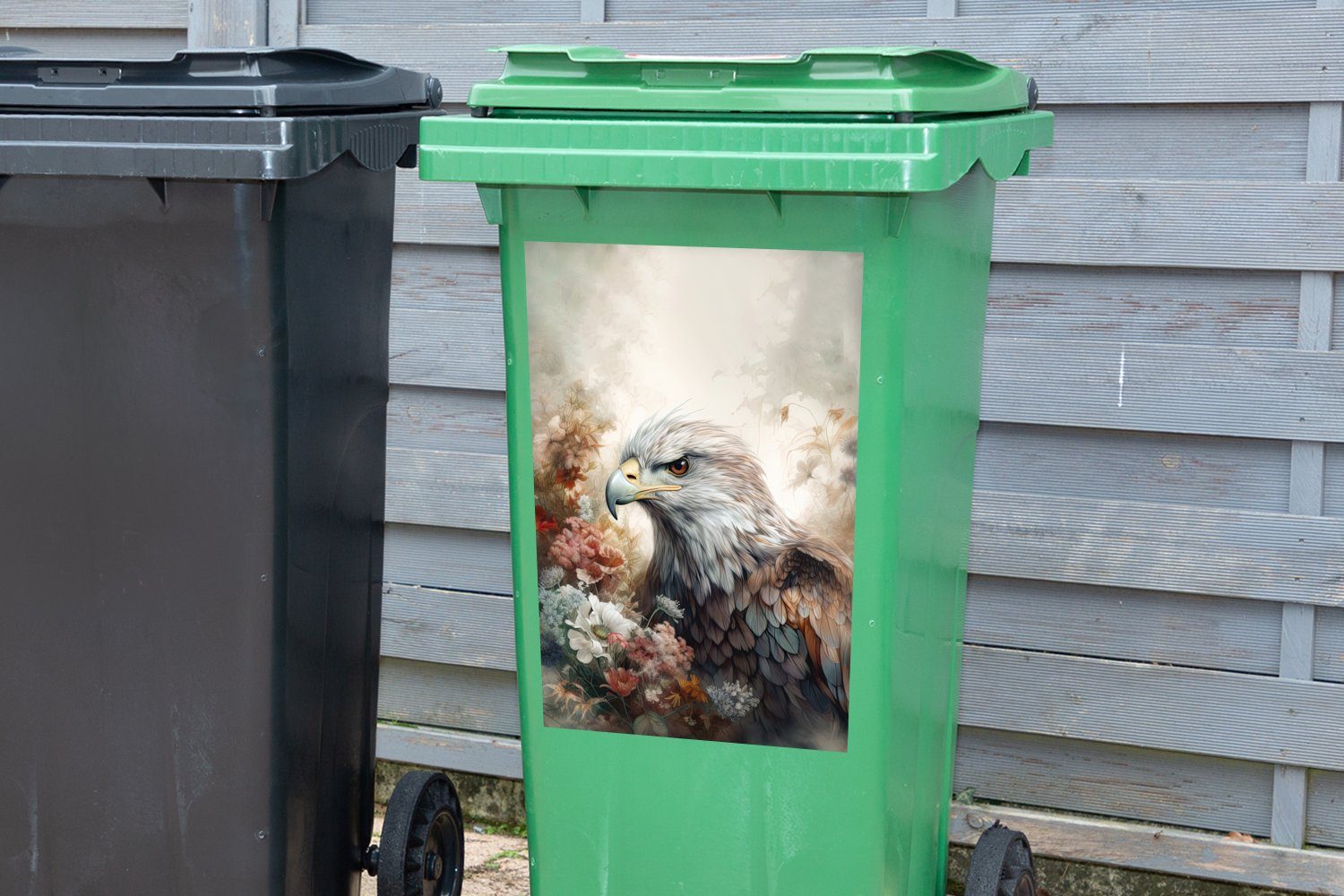 - Mülltonne, Adler MuchoWow - Vogel St), Container, - Natur Sticker, Blumen (1 - Mülleimer-aufkleber, Wandsticker Adler Abfalbehälter