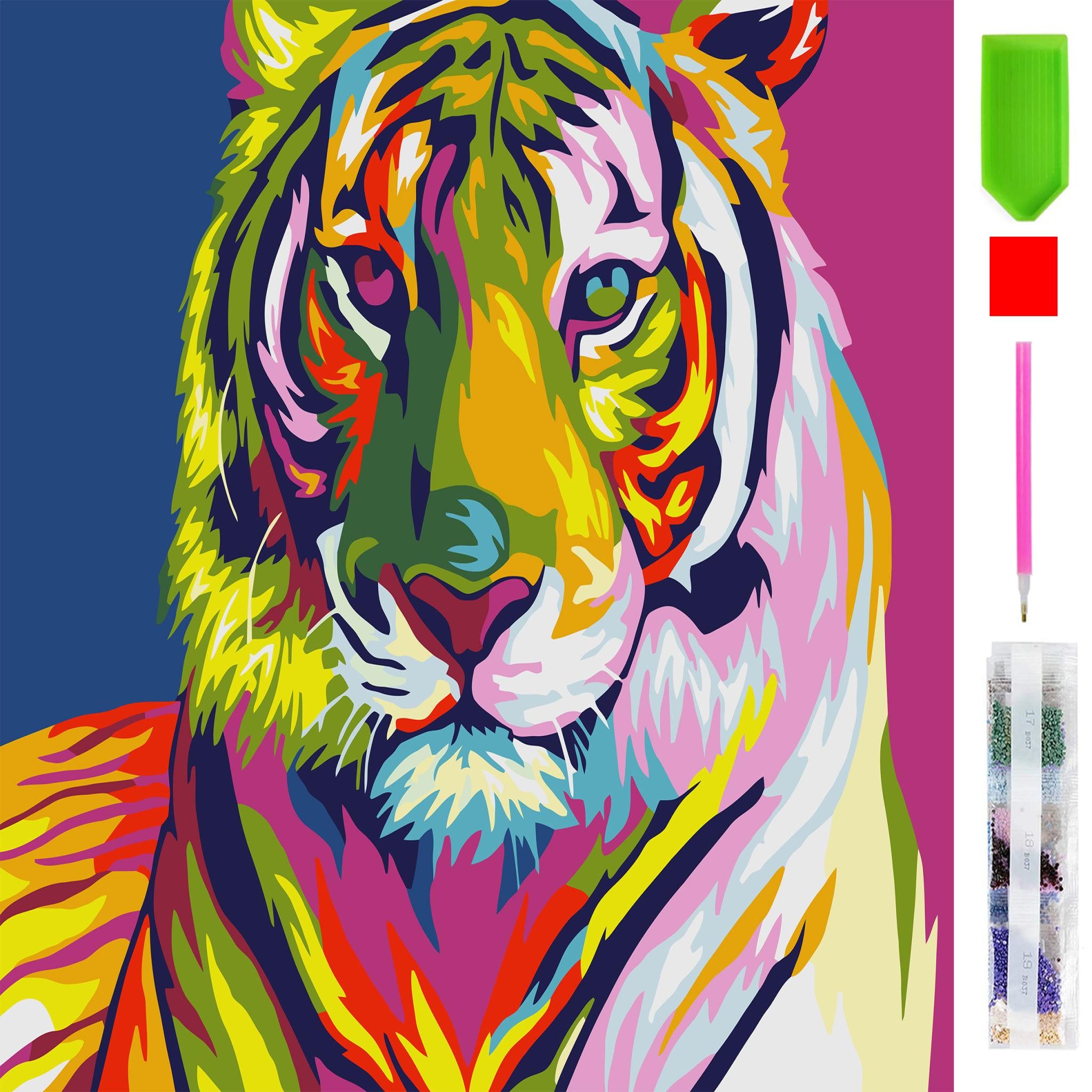 Malen nach Zahlen 5d Diamond Painting Bunter Tiger Malen nach Zahlen 20x30cm
