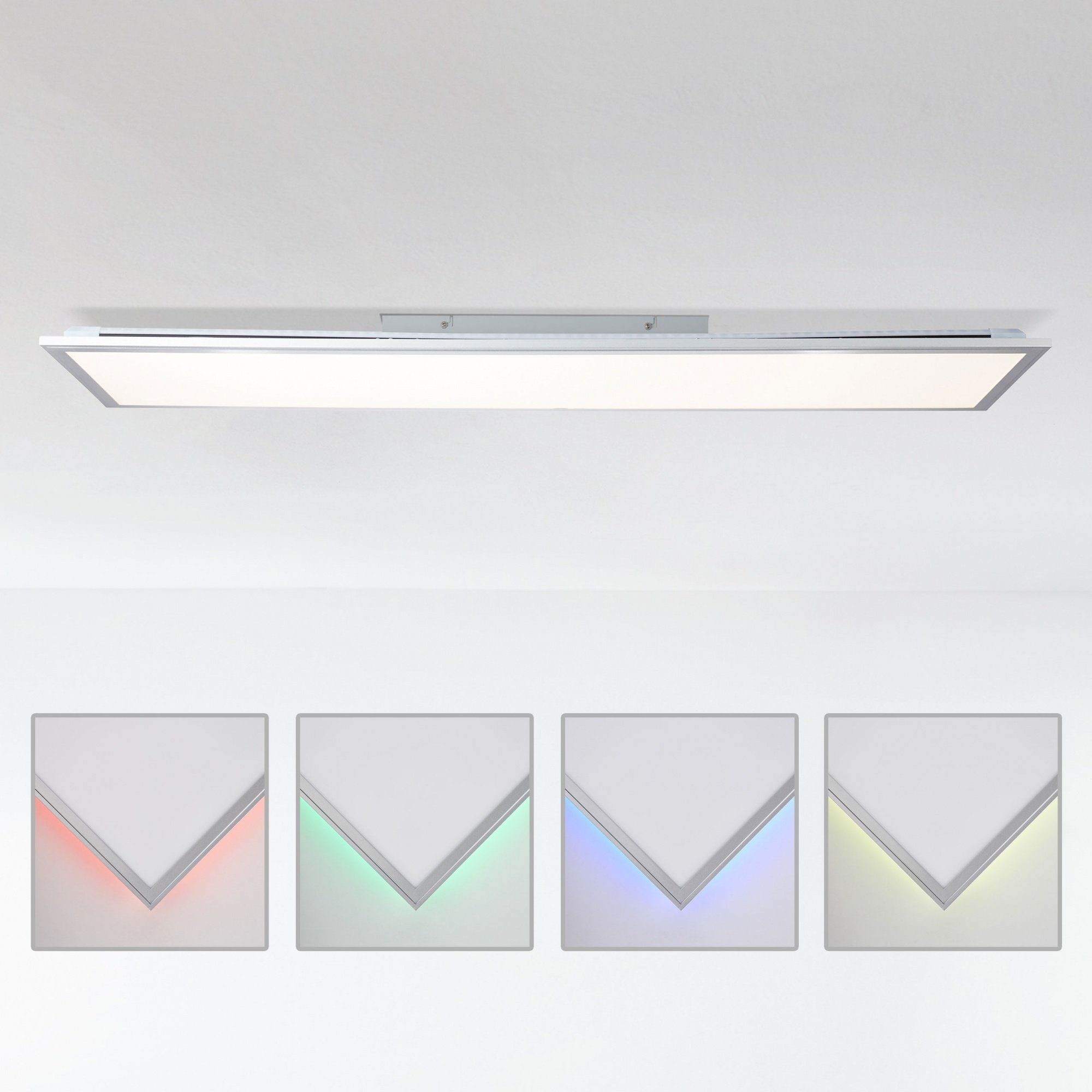 integriert, Metall/Kunststoff - Fernbedienung, LED warmweiß mit RGB kaltweiß, CCT Panel, - Aufbaupaneel fest über Backlight, 120x30cm, dimmbares Lightbox LED