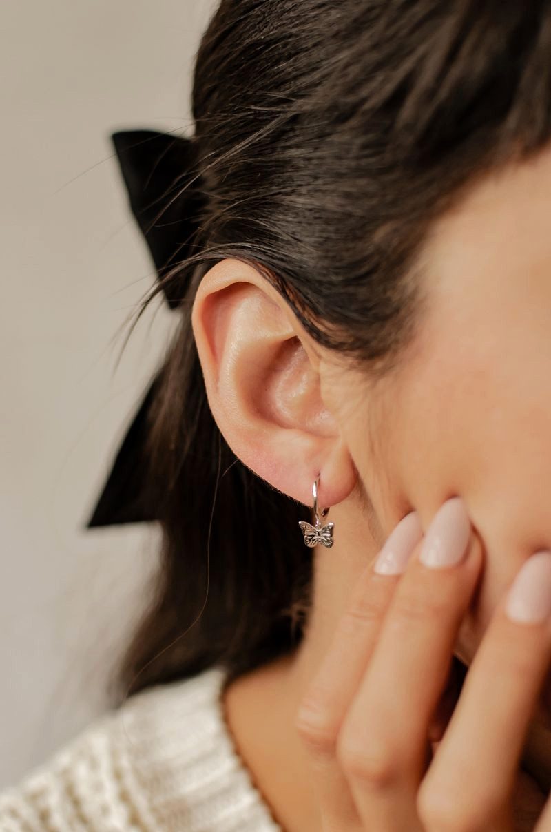 Hey Happiness Paar Creolen Silber 925 Schmetterling, 18K Vergoldet, Damen O günstig online kaufen