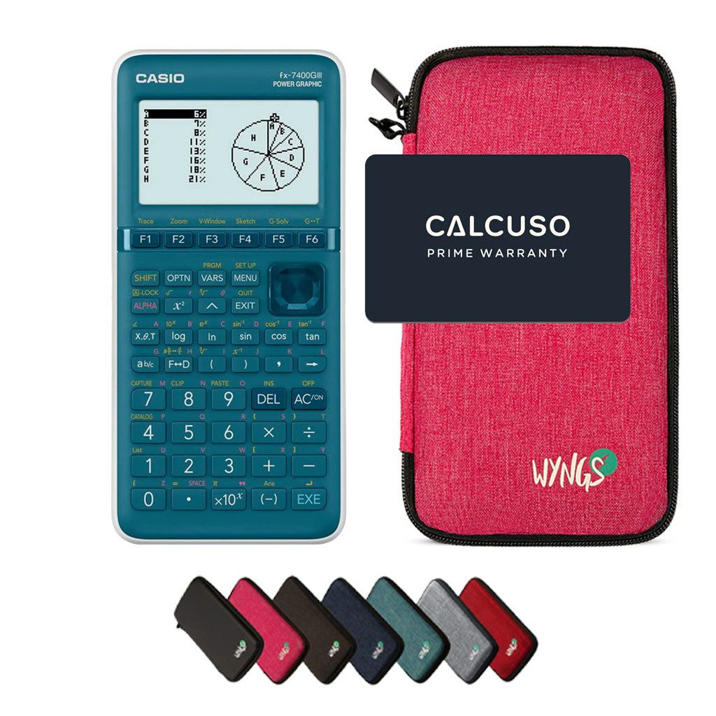 CASIO Taschenrechner fx-7400GIII Grafikrechner inkl. WYNGS Schutztasche Pink