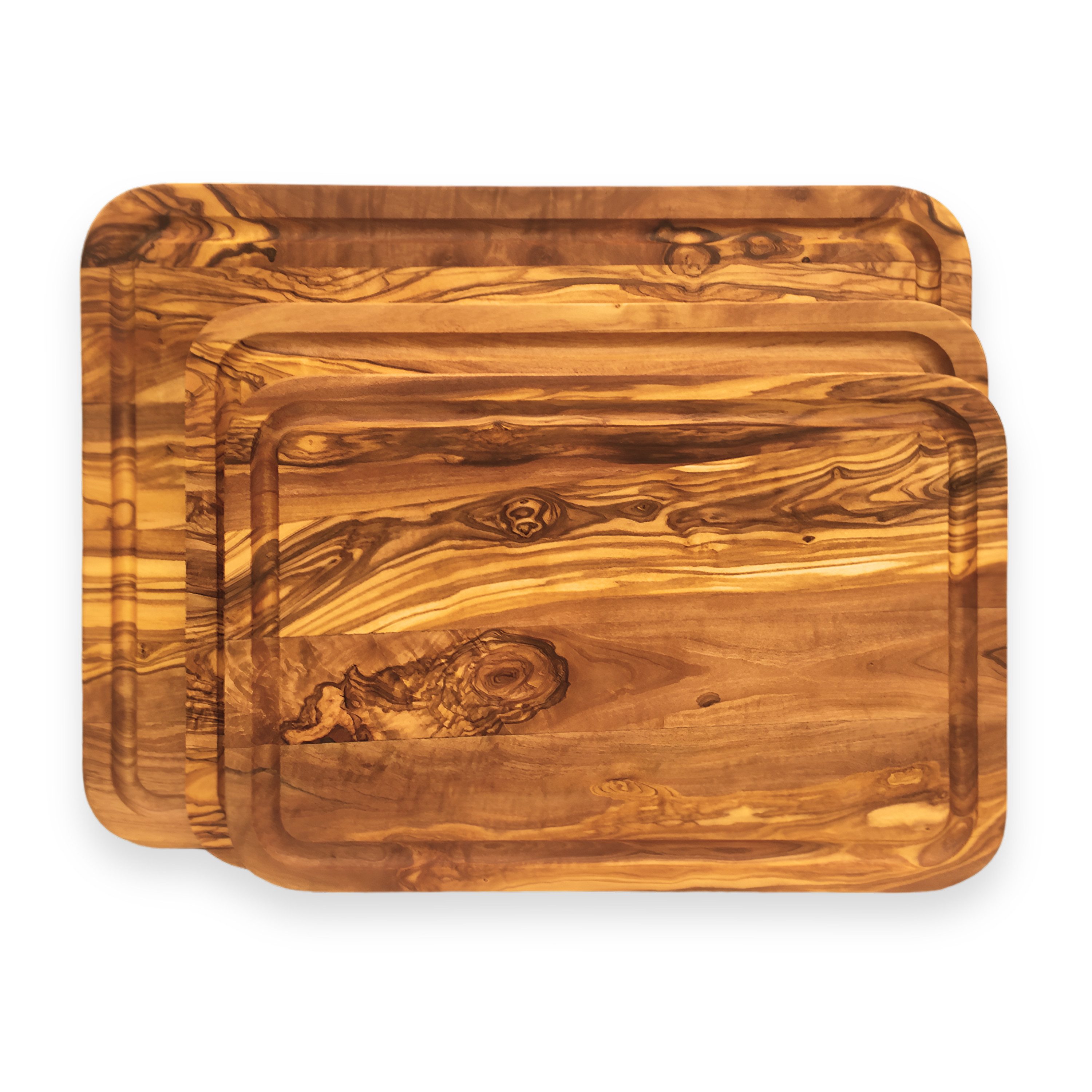 medina mood Servierbrett mit Rille The Goldbullion, Schneidebrett Servierplatte aus Olivenholz, Mit Saftrille