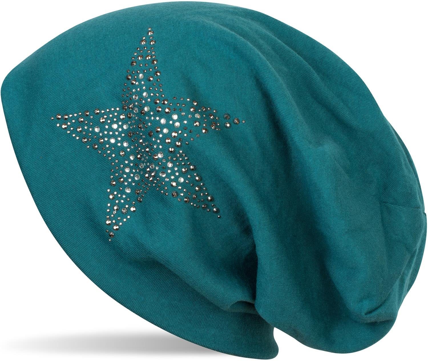 Beanie Beanie Mütze mit Strass Nieten Stern