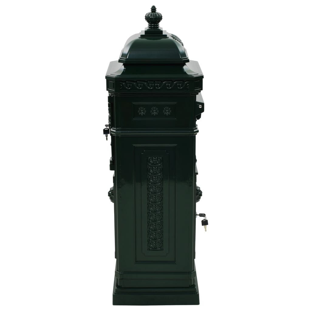 vidaXL Briefkasten Säulenbriefkasten Grün Vintage-Stil Rostfrei Aluminium
