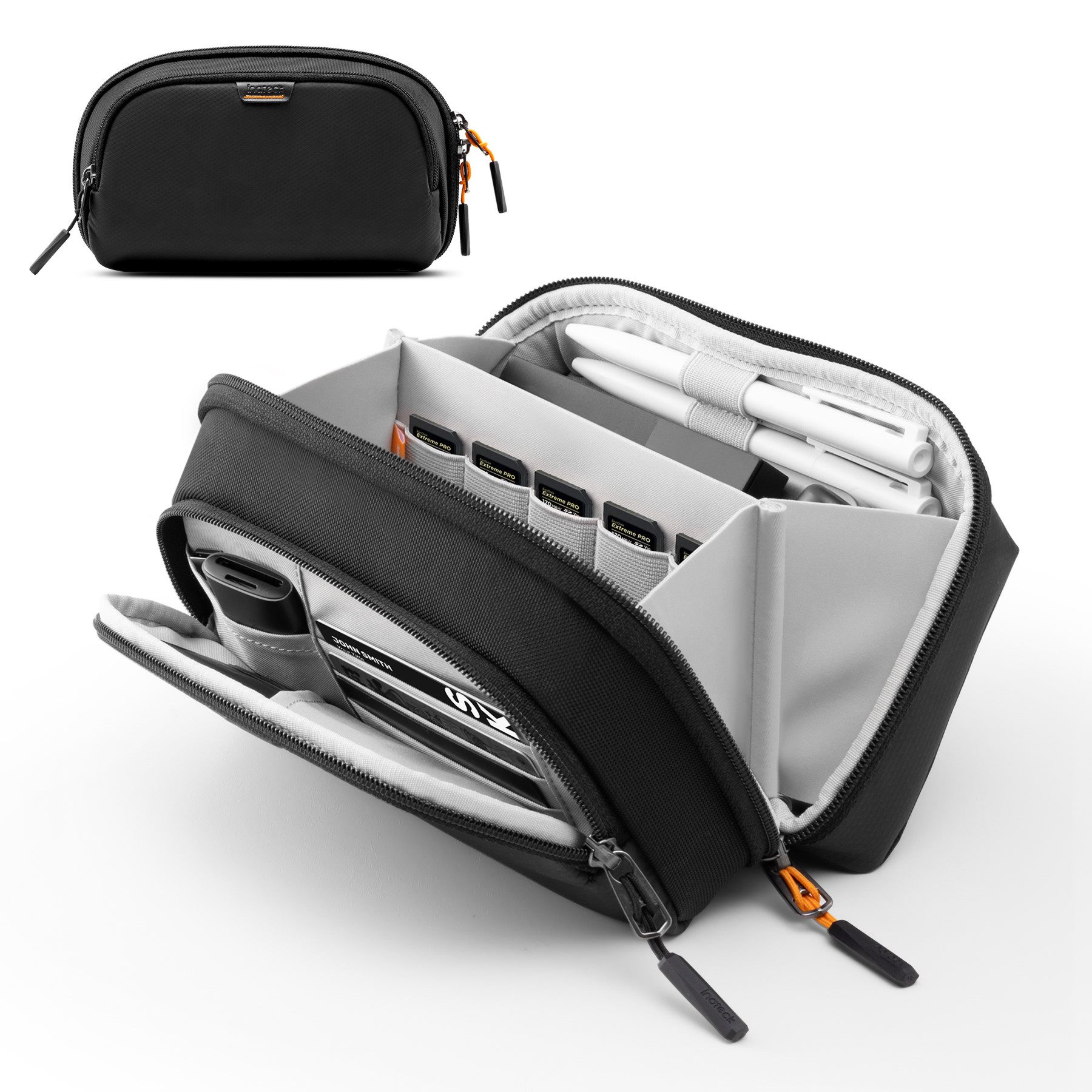 Inateck Festplattentasche Kabeltasche für Elektronikzubehör, Reisekabelorganisator, spritzwassergeschützter, YKK-Doppelreißverschlüssen