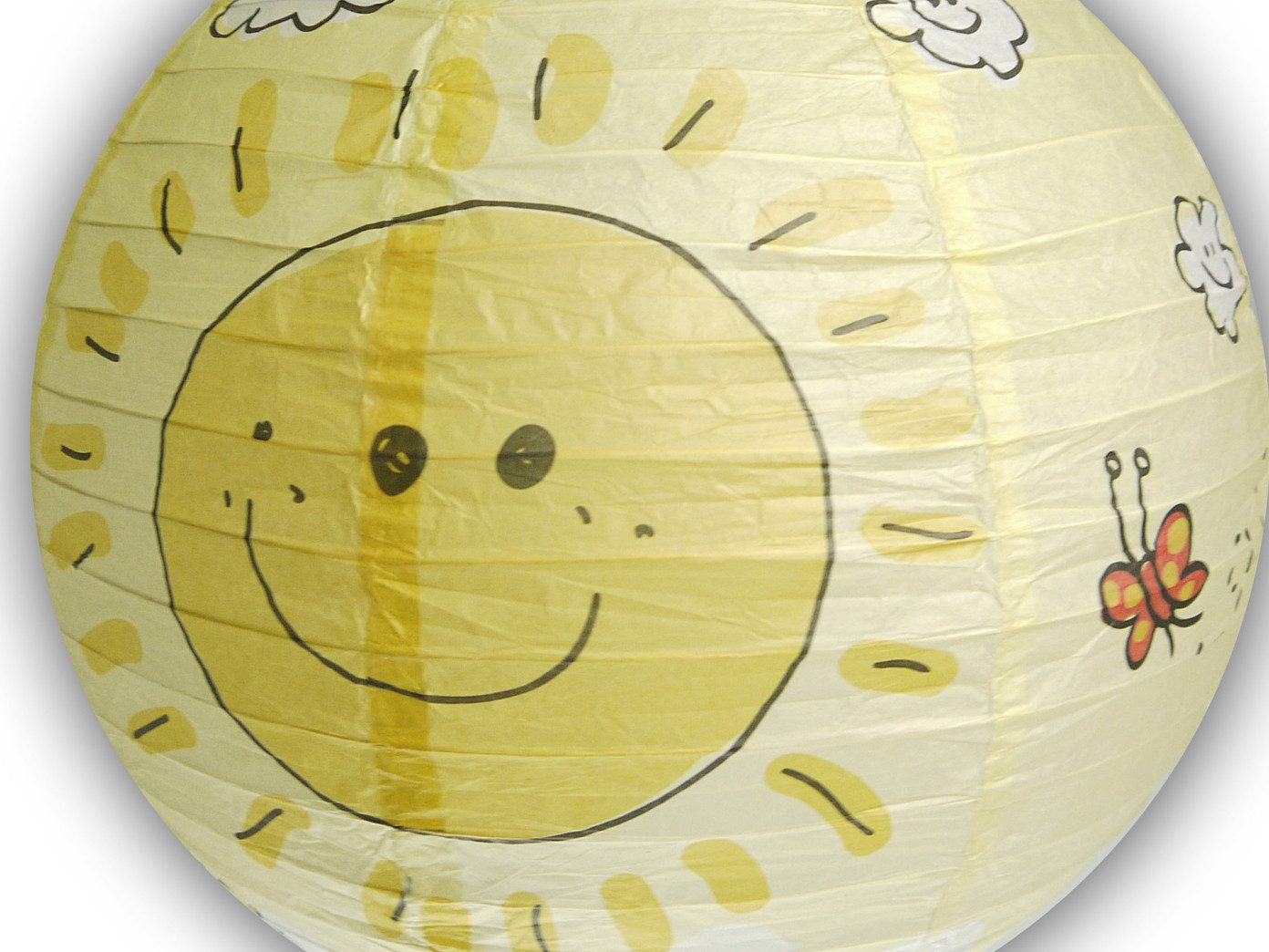 niermann Pendelleuchte Kugel Lampenschirm Papier m. Motiv Ø40cm, ohne Leuchtmittel, Papier-Lampe mit Kugel Lampenschirm mit Sonnen-Motiv für Kinderzimmer