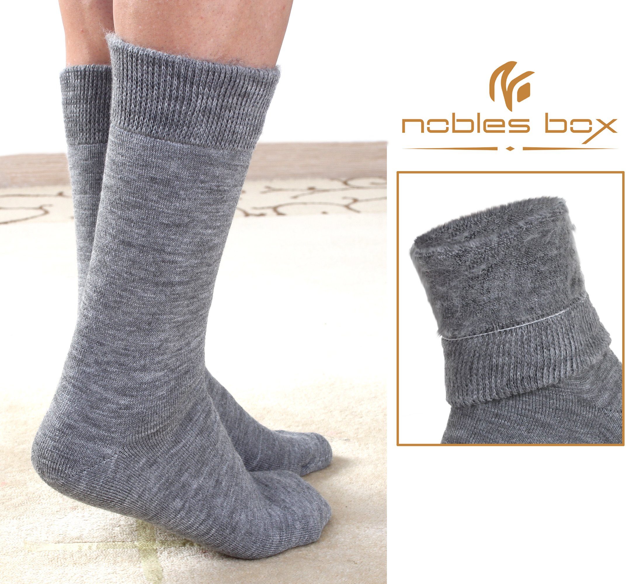 EU Asorti-5 Größe) Socken, Herren Herren (Beutel, Arbeitssocken 41-45 Warme Wintersocken Herren 2-Paar, NoblesBox Thermosocken