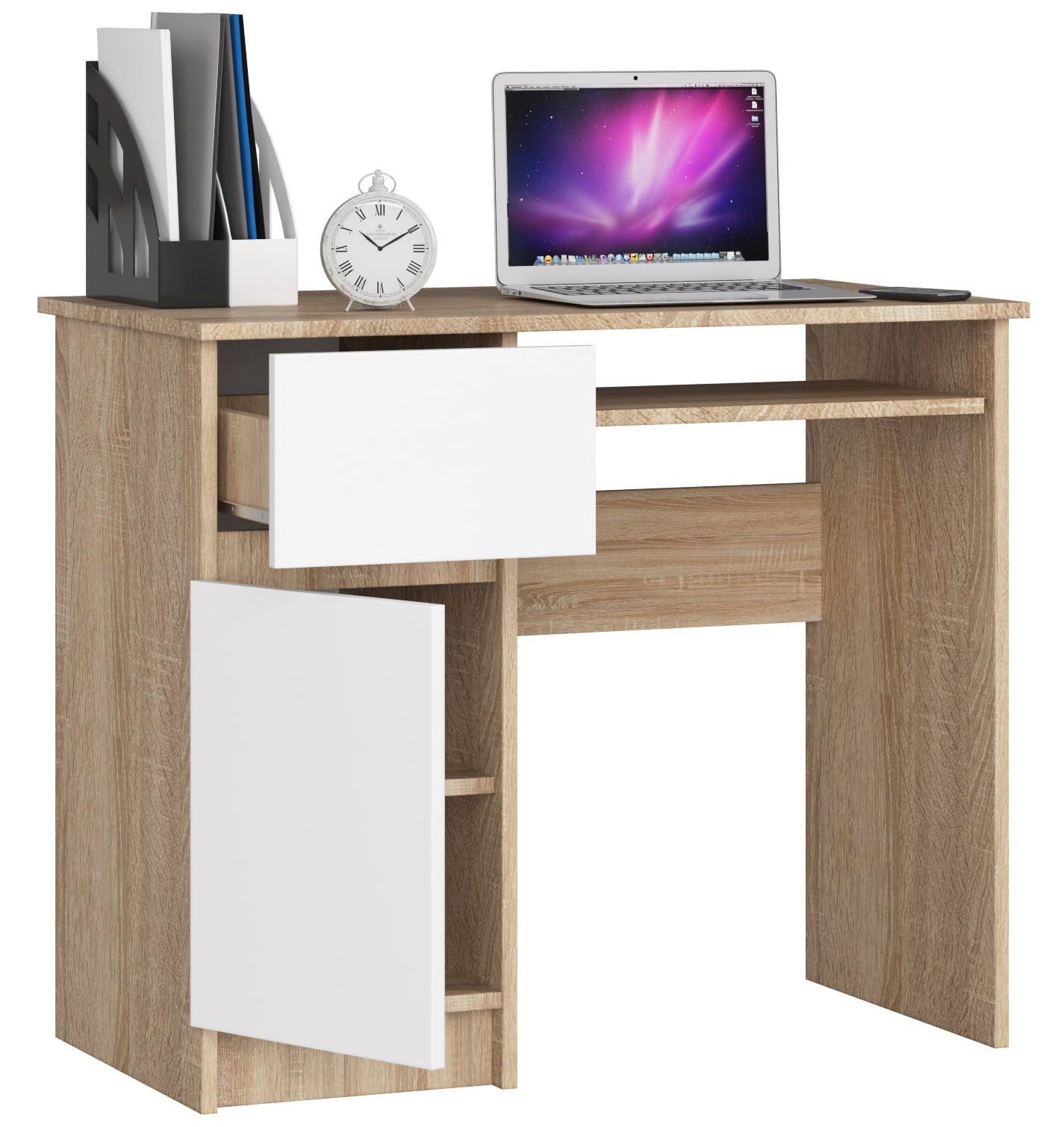 Raumhirsch Furniture Schreibtisch 90 cm Breite - Computertisch 90 cm Breite - Optimale Arbeitsfläche, Hochwertiges Laminat, Stauraum, elegantes Design, Selbstmontage