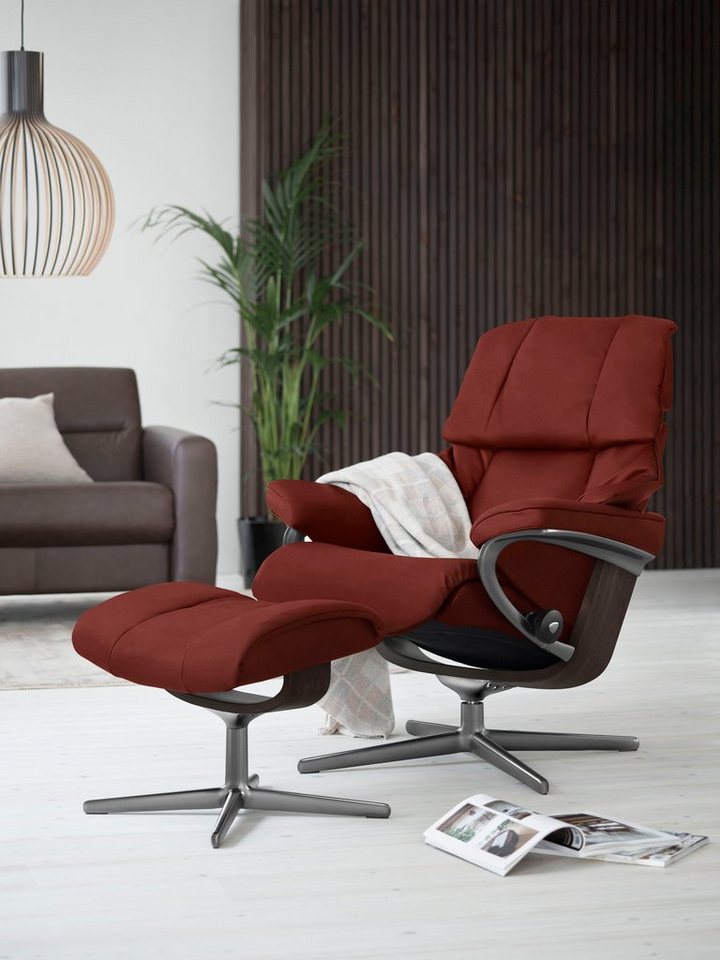 Stressless® mit mit Base, Größe L, Holzakzent Hocker), Cross (Set, Wenge mit Hocker, S, Relaxsessel & M Reno Relaxsessel