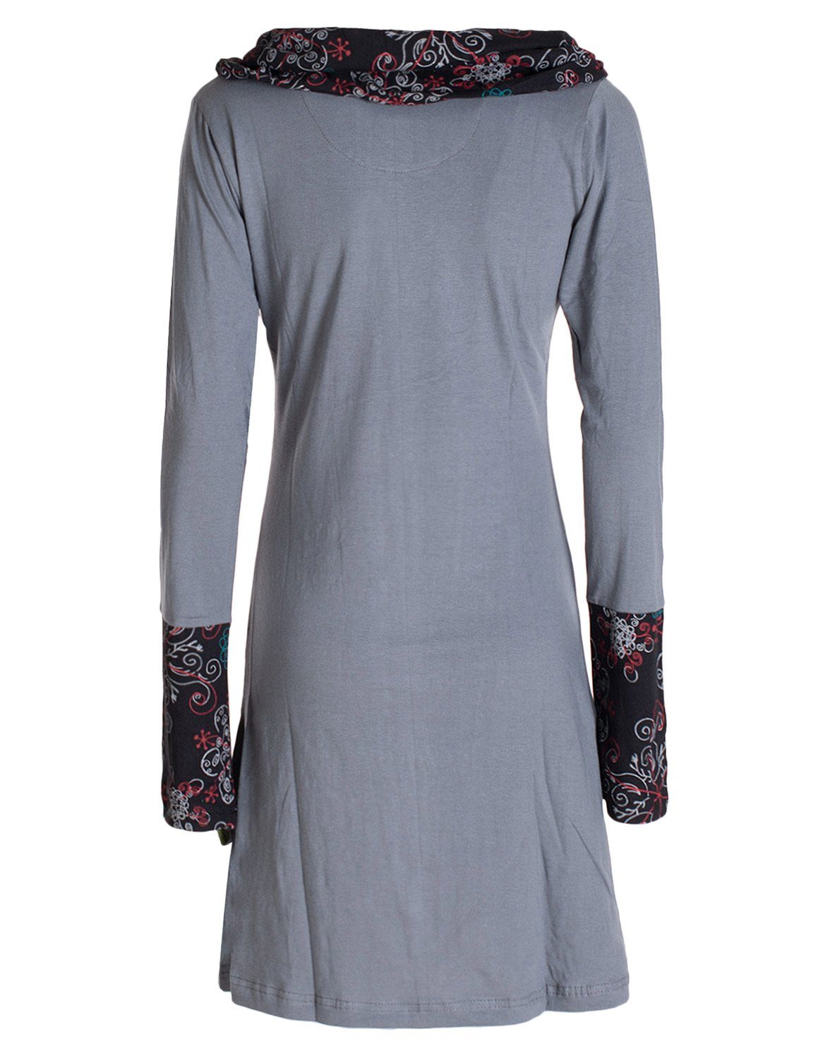 Vishes Jerseykleid Blumen-Kleid Langarm-Shirtkleid Schal-Kleid Baumwollklei günstig online kaufen