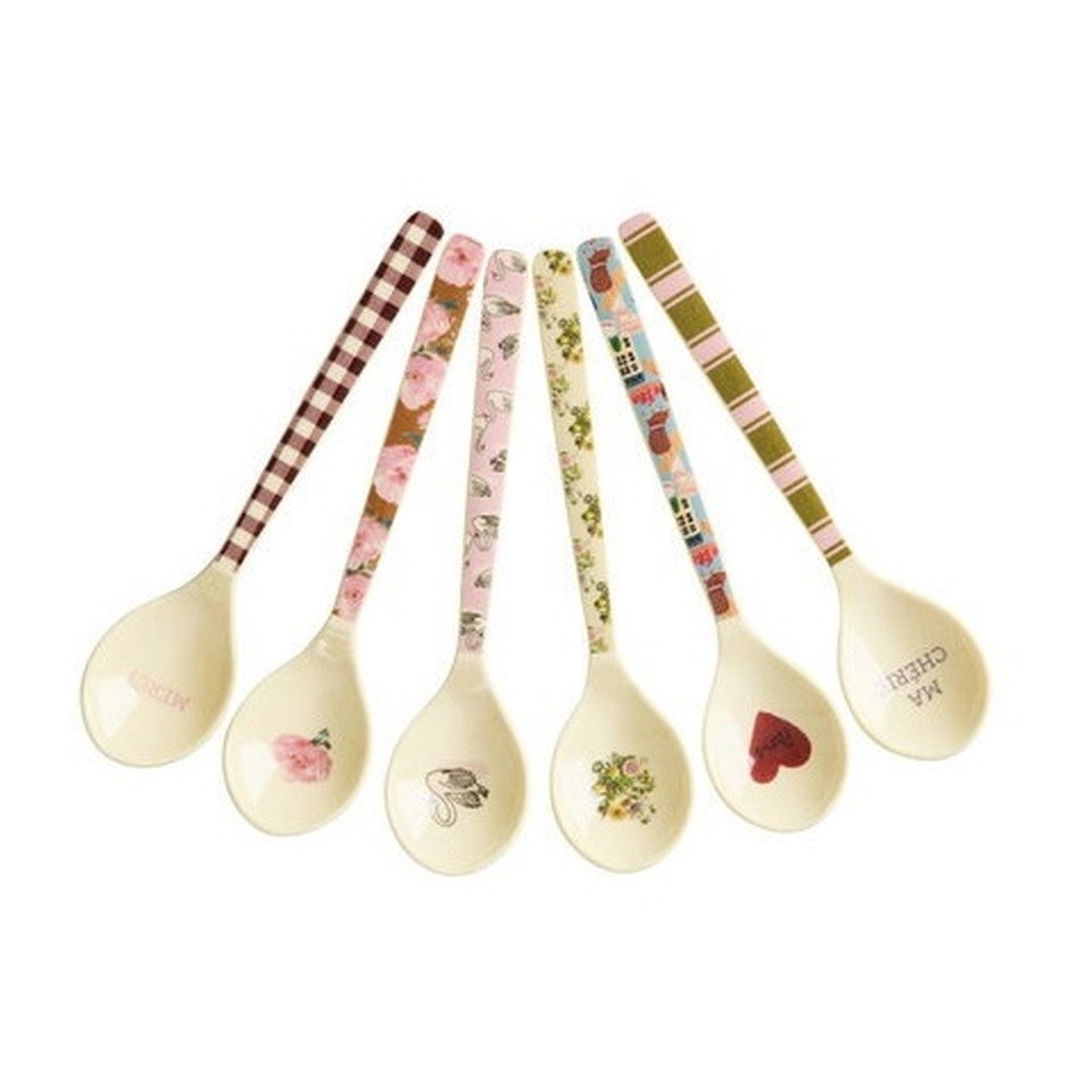 rice Kaffeelöffel Kaffeelöffel-Set Paris Mon Amour, 6-teilig, 14,5 cm, Melamin