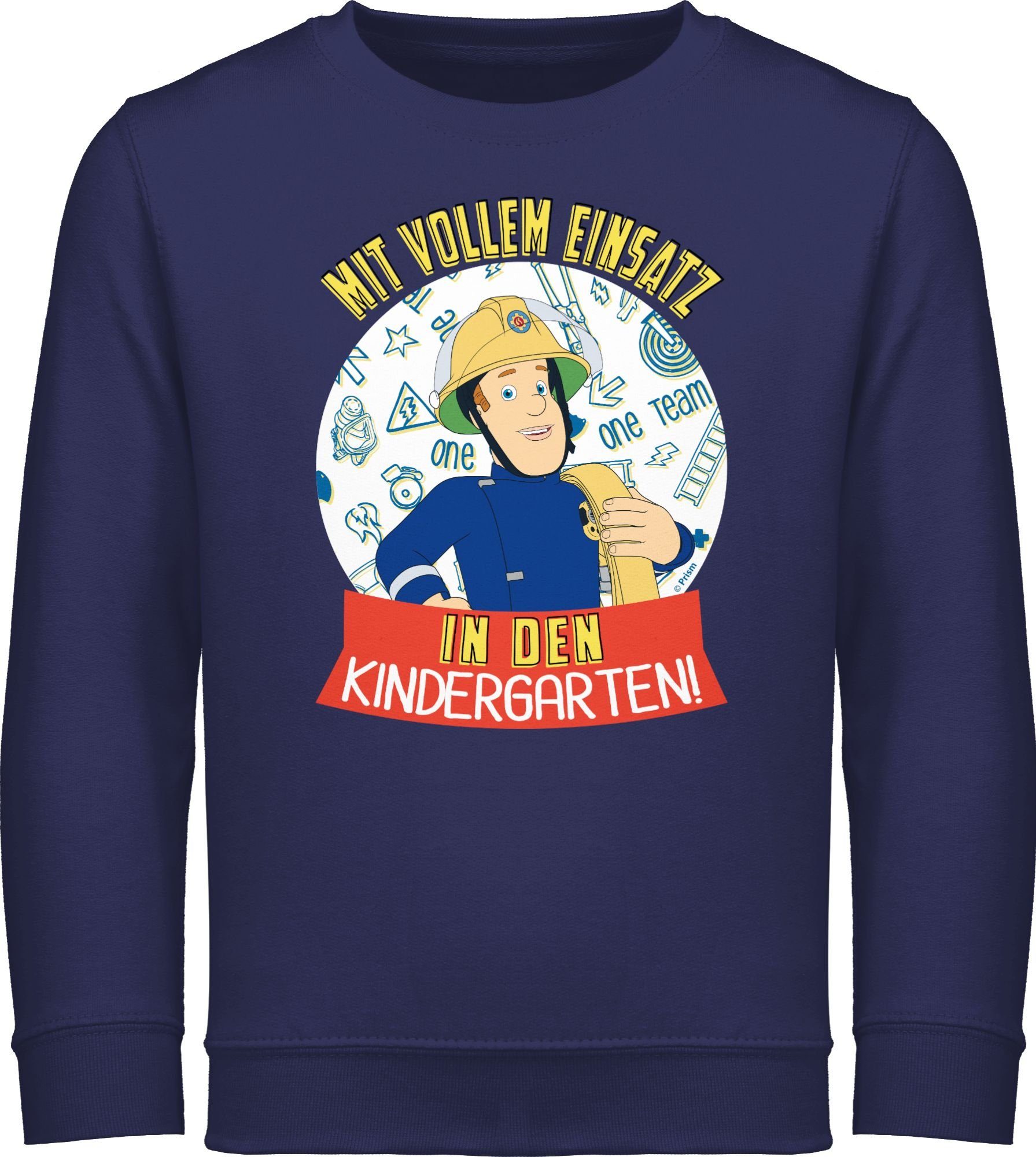 Shirtracer Sweatshirt Mädchen Sam den vollem in Feuerwehrmann Kindergarten! Mit Blau 1 Einsatz Navy