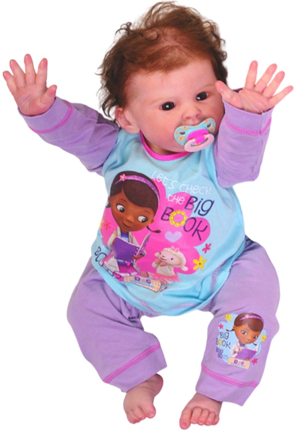 Pyjama Schlafanzug für Kinder Hose Langarmshirt in Lila aus reiner Baumwolle, 74 80 86 92 98 104 110