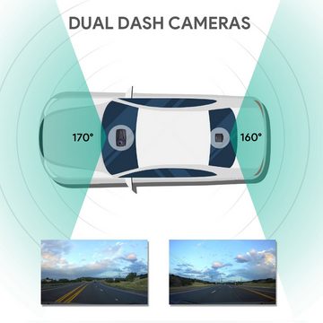AUKEY Dual Dashcam G-Sensor FHD Vorne Hinten 170° Winkel Nachtsicht Dashcam (Full HD, siehe Bild, Bildstabilisator)