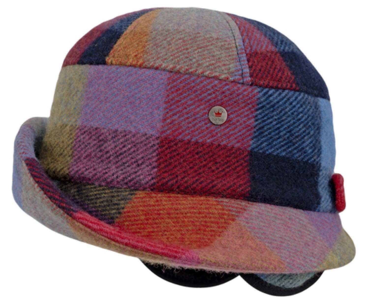 Balke Fischerhut bunt karierter Toque Winter-Stoffhut mit Ohrenklappen