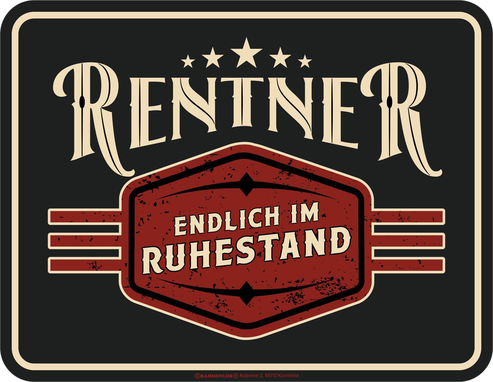 Metallschild Ruhestand - Fun-Schilder - Rentner