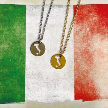 DAHEIM Kette mit Anhänger Halskette Italien (silber-farben), - filigrane Kette des italienischen Stiefels für Damen und Frauen, Heimat-Schmuck Bella Italia aus Edelstahl