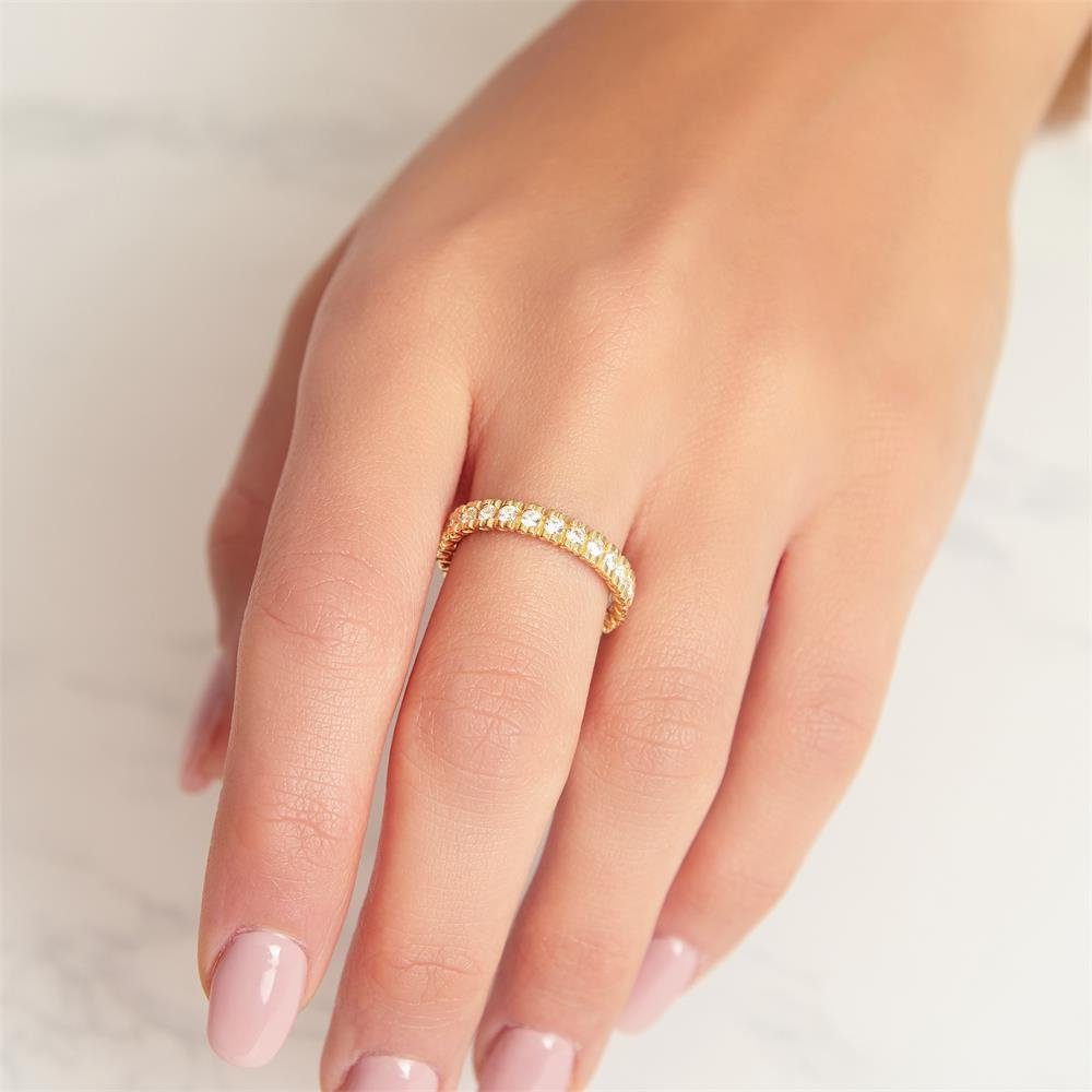 Unique Goldring Unique Damenring aus 8-karätigem Gold mit Zirkonia (Größe: 60mm)