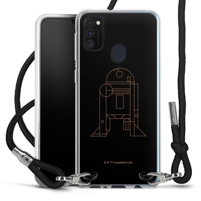 DeinDesign Handyhülle Star Wars R2D2 Fanartikel R2D2 Line Art Samsung Galaxy M30s Handykette Hülle mit Band Case zum Umhängen