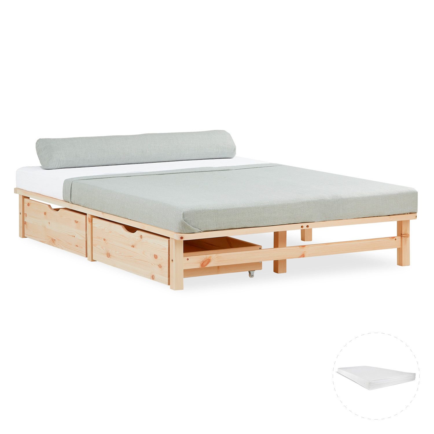 Homestyle4u Holzbett 90x200 / 100x200 / günstig online kaufen