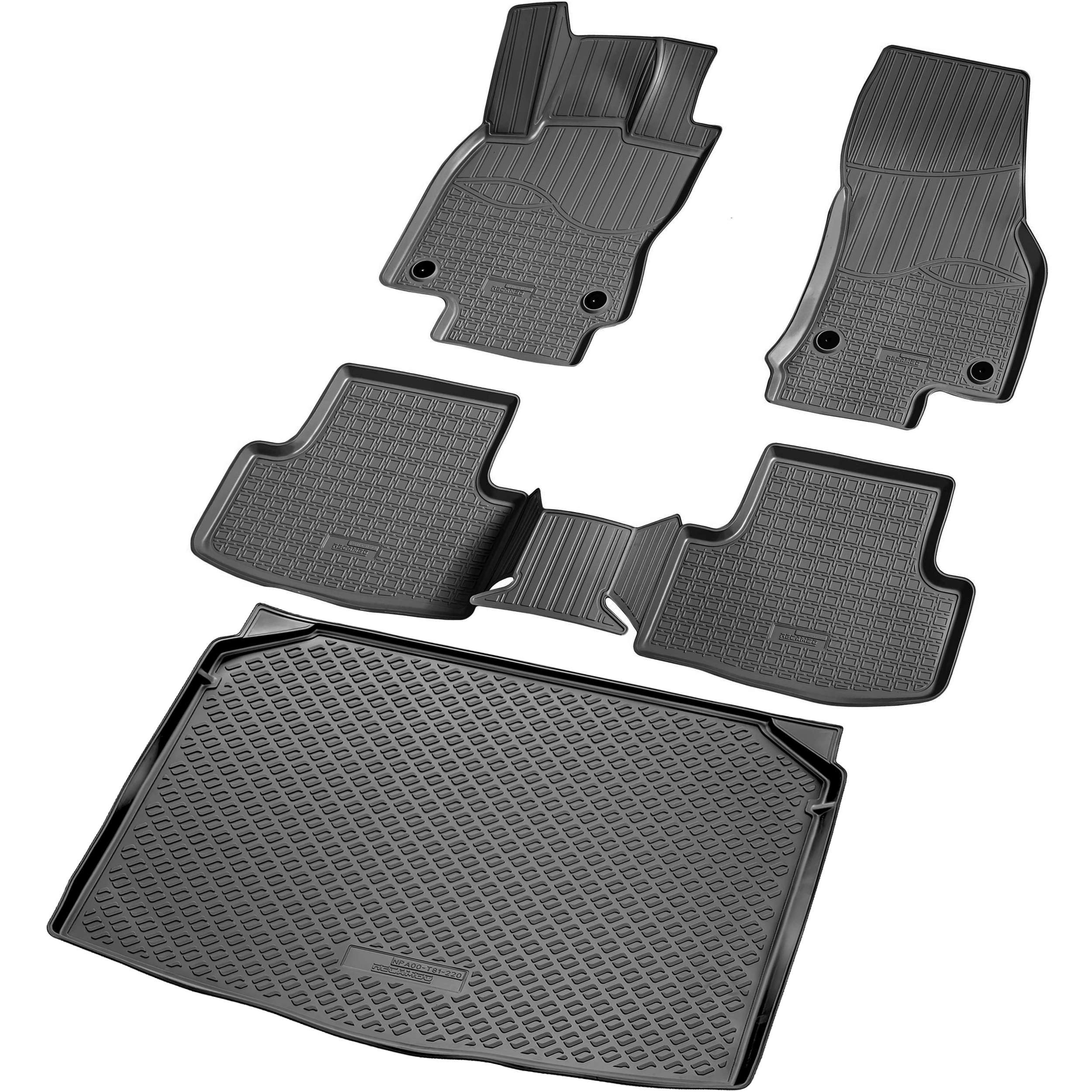 RECAMBO Kofferraumwanne für Skoda Karoq mit VarioFlex System, ab 2017>, für Skoda Karoq VarioFlex, 100% passgenaue Antirutschmatte, Kofferraum Schutzmatte, Gummimatte