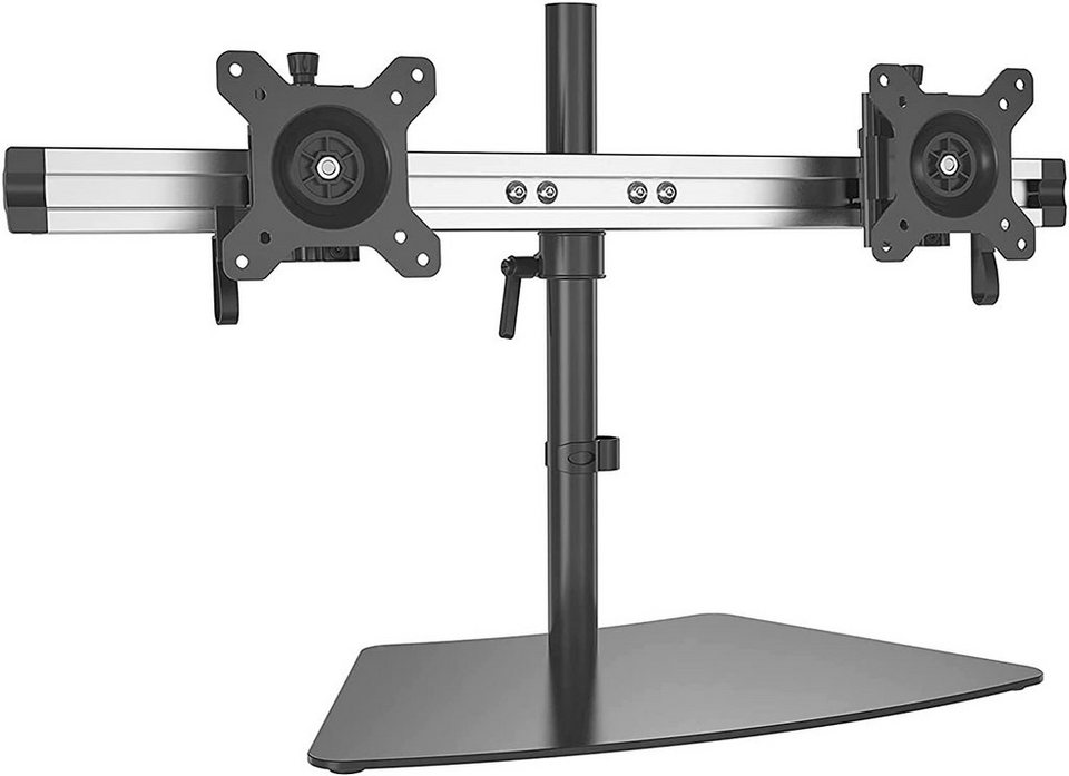 HFTEK Monitor-Halterung, (2-Fach-Monitor-Tischhalterung für 2 Bildschirme  von 15 – 27 Zoll mit Klemmsystem - VESA 75/100)