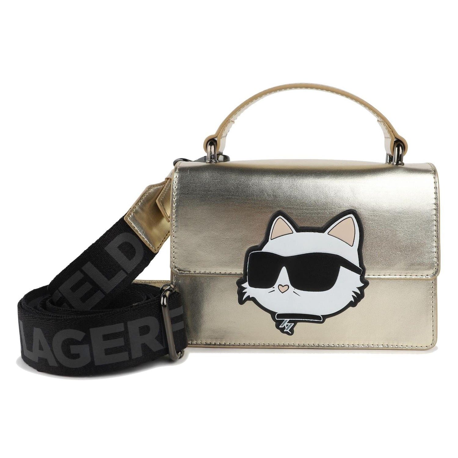KARL LAGERFELD Umhängetasche KARL LAGERFELD KIDS Handtasche goldgelb – Cat-Patch