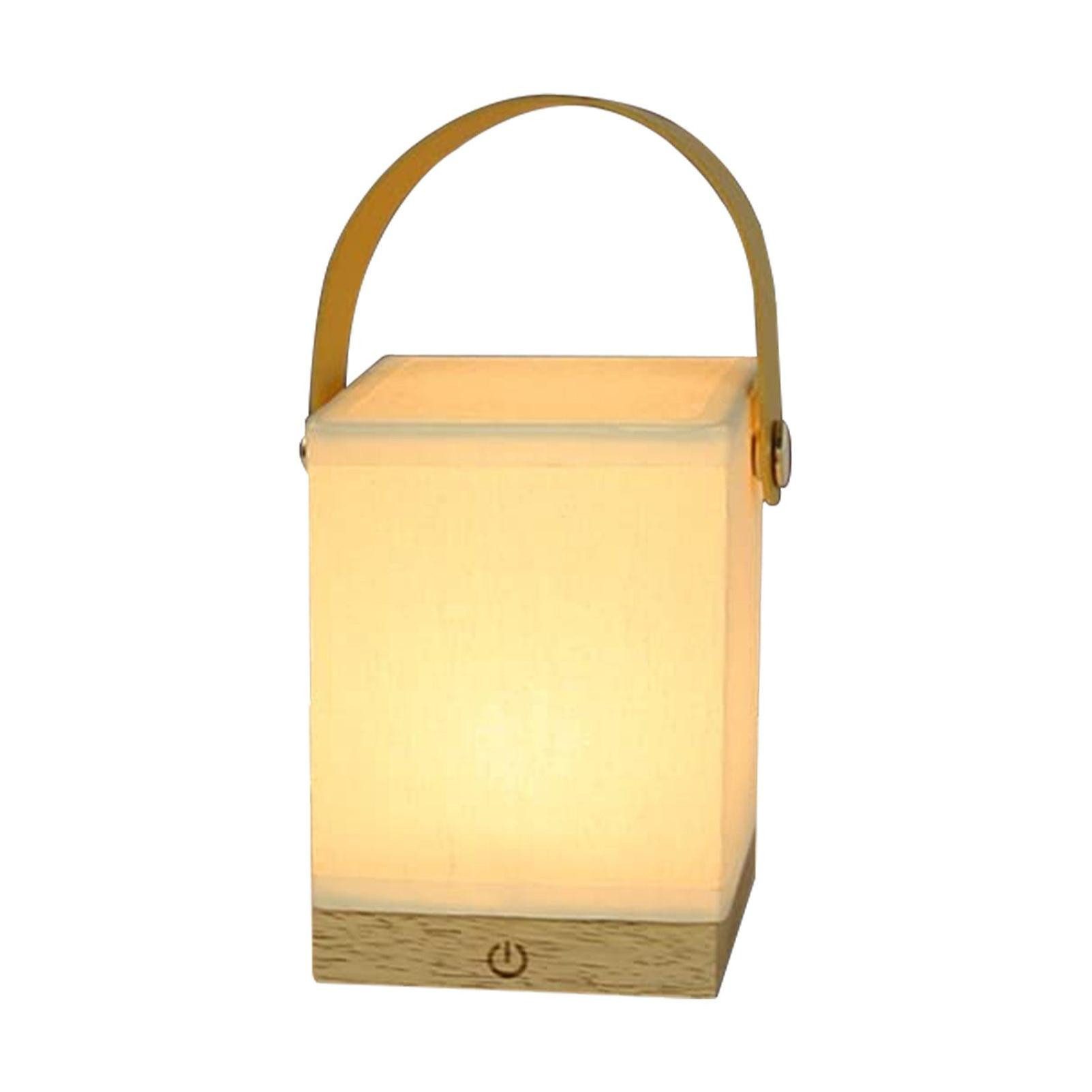 Nettlife Tischleuchte Tischlampe aus Stoff Holz Tragbare Quadrat, Weihnachtsgeschenke, LED fest integriert, für Balkon Terrasse Garten