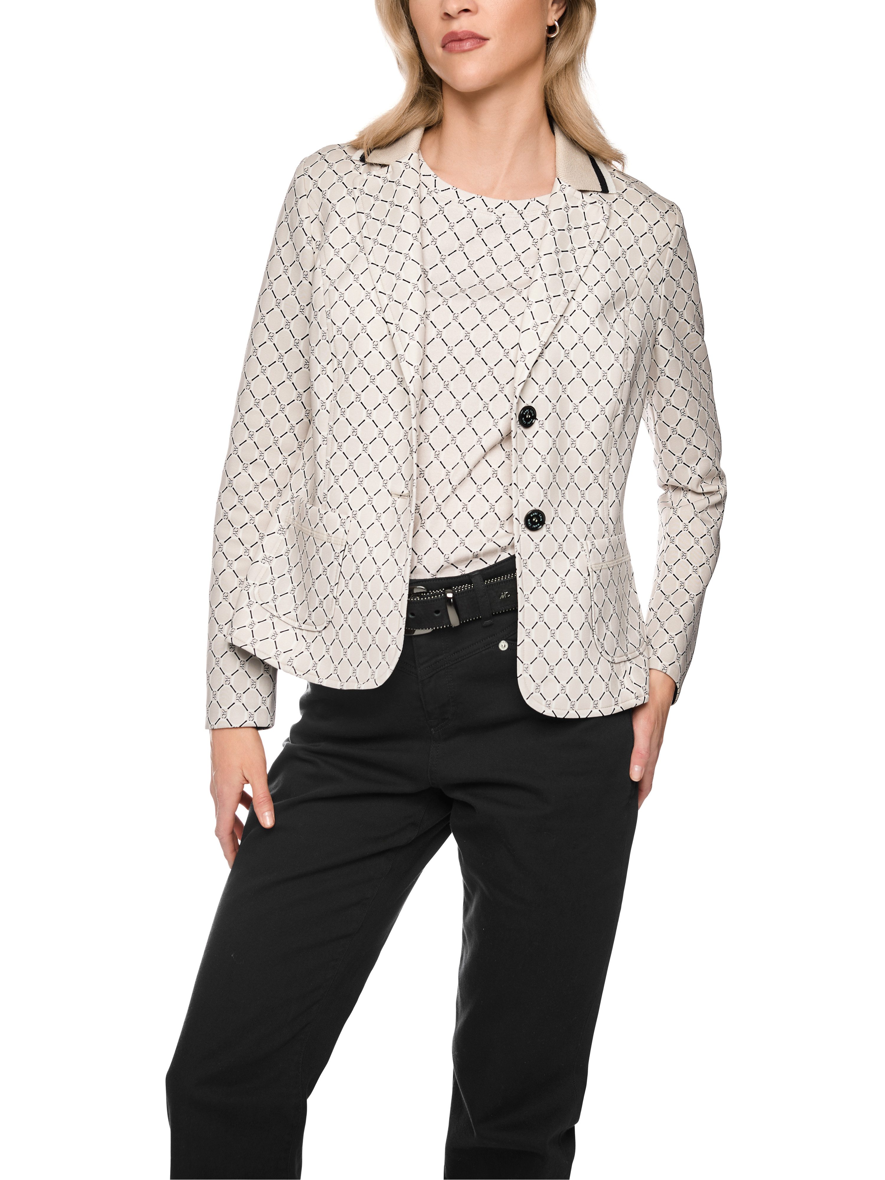 Marc Cain Kurzblazer Golden Hour Premium Damenmode Bedruckt, aus Scubajersey