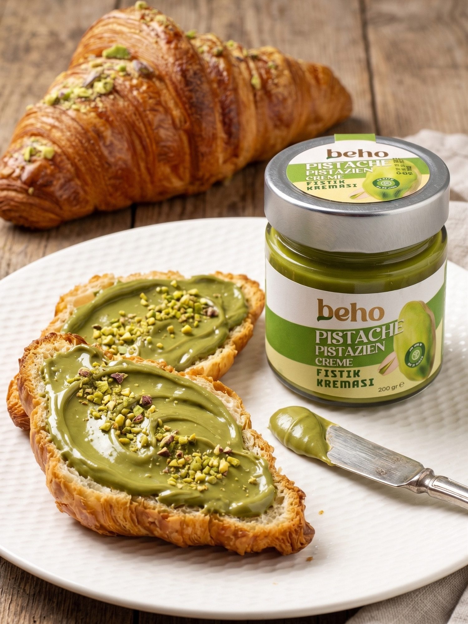 ADELSHOP Nussaufstrich Pistaziencreme 200g - Ohne Palmöl & Glucose - Premium Aufstrich, Ohne Palmöl, Ohne Glucose