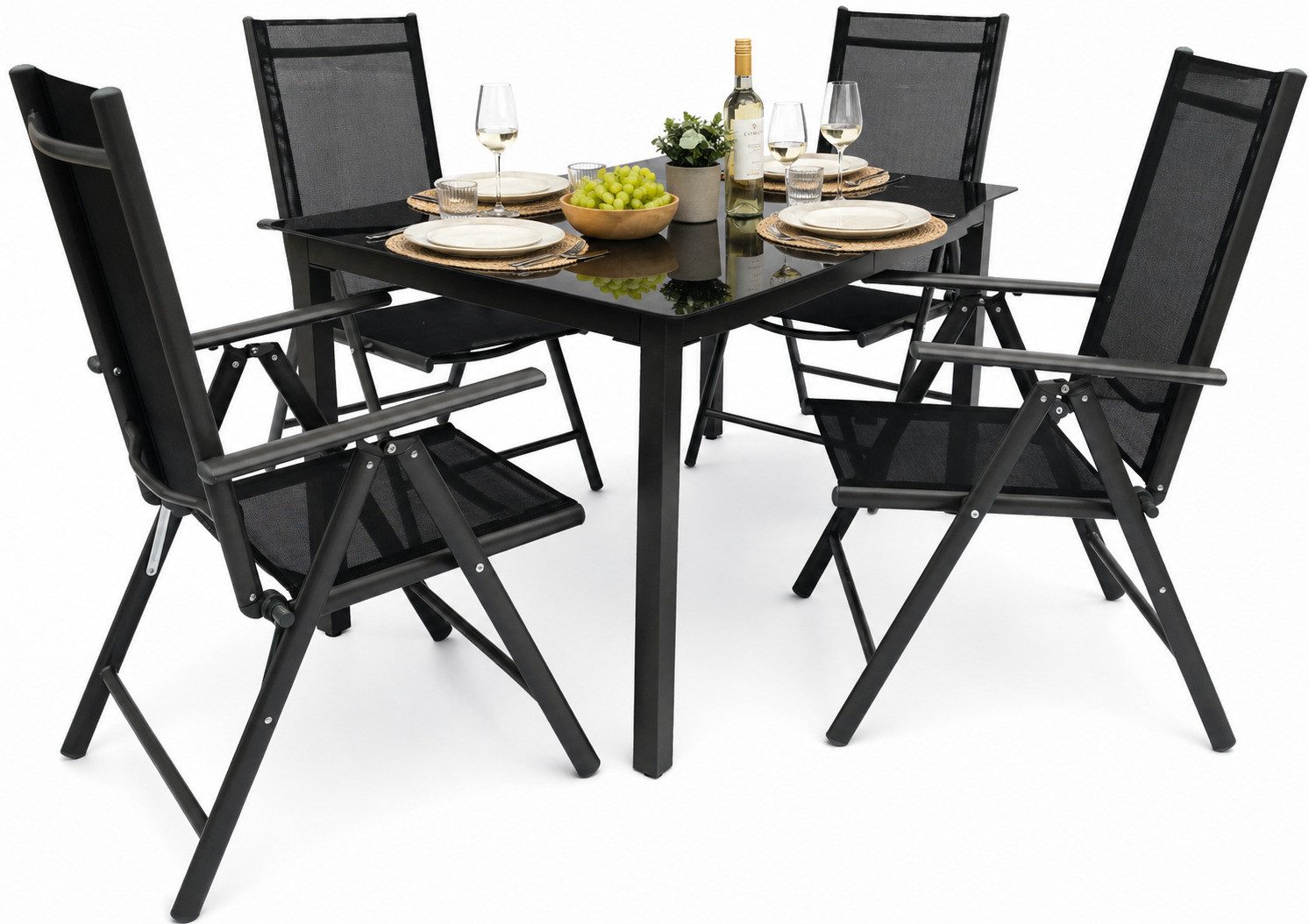 VCM Garten-Essgruppe Miami 5er Set B. 140 x T. 80 x H. 105 cm, (Set, 5-tlg., 1x Tisch 4x Stuhl)