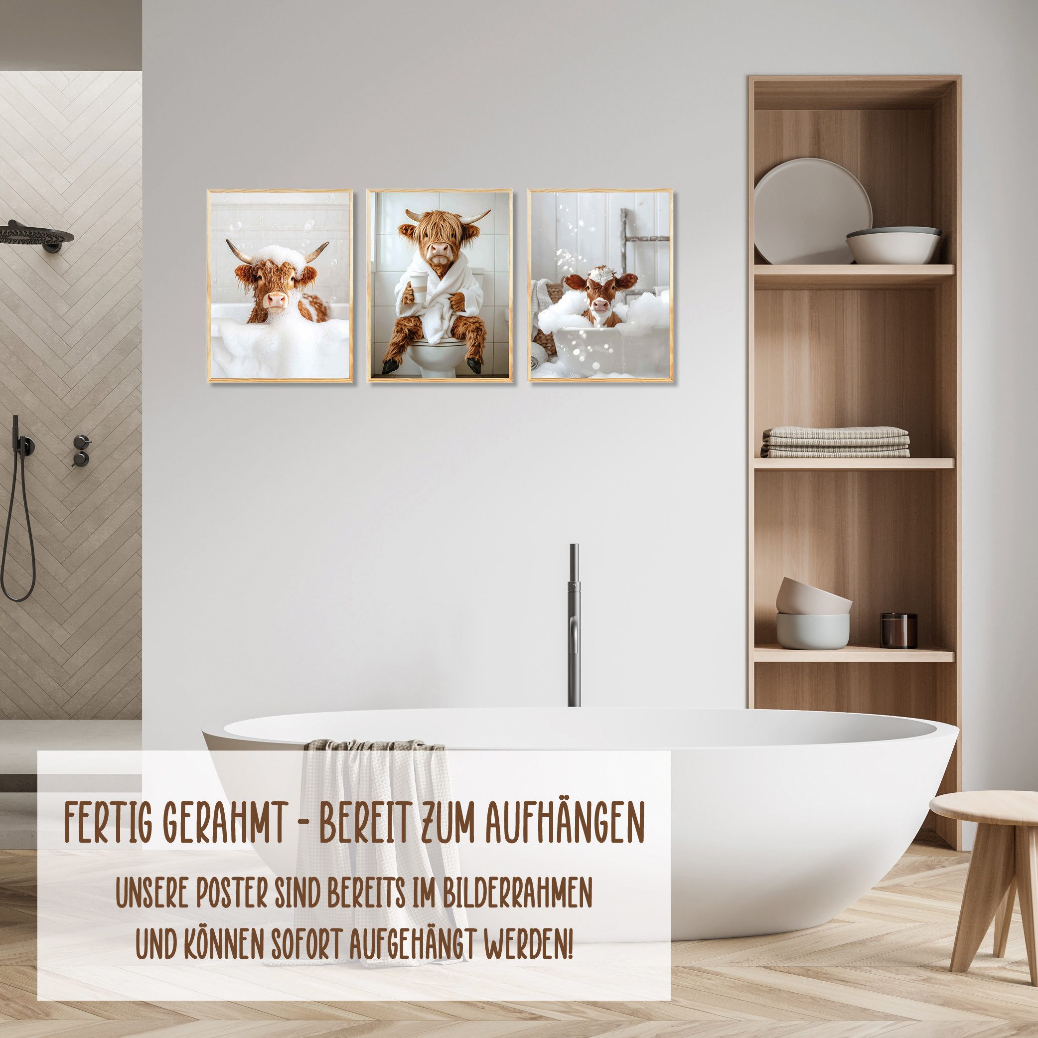 Wackadoo Living Bild mit Rahmen 3er Poster Set mit lustigen Motiven & Bilde günstig online kaufen