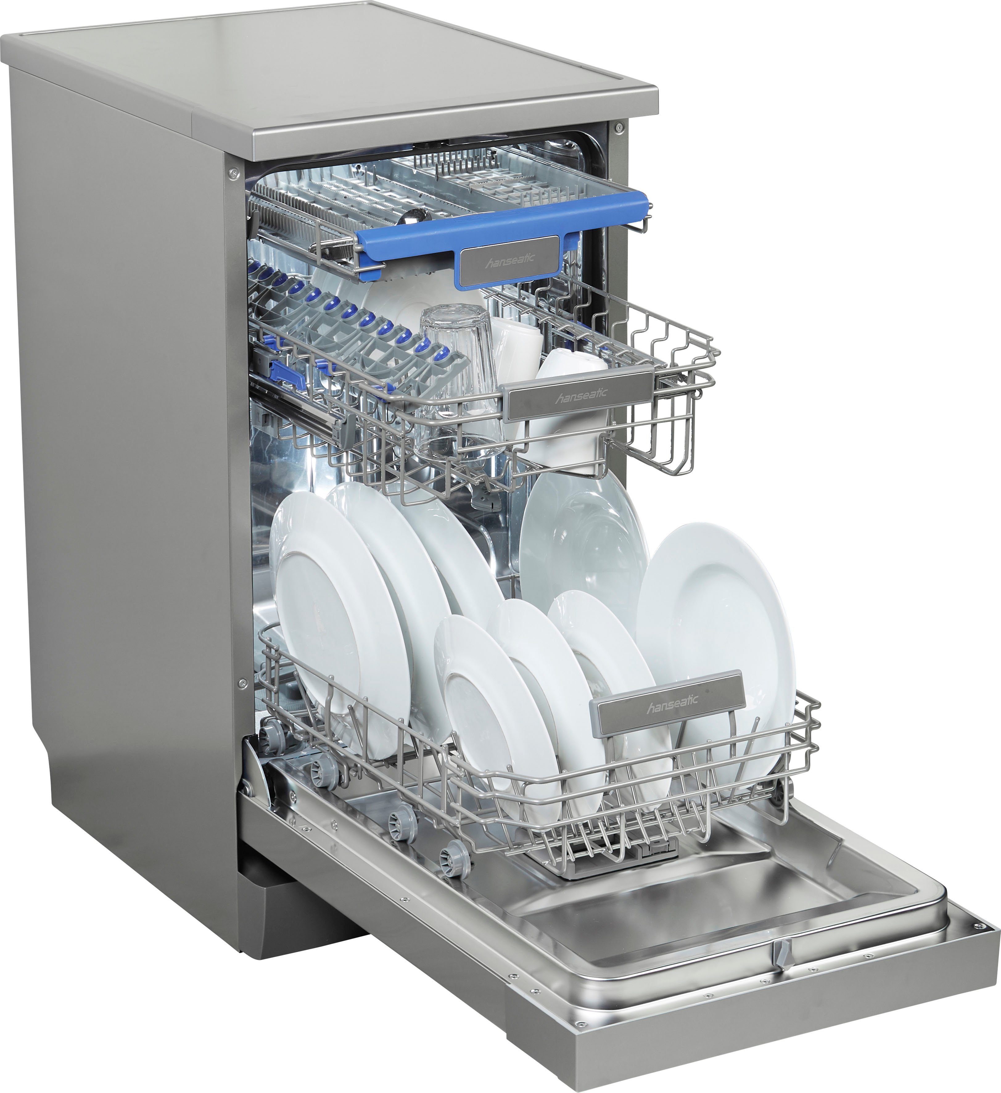 Hanseatic Standgeschirrspüler HG4585C107636RI, 10 Maßgedecke, Standgerät, mit AutoOpen-Trocknung, mit höhenverstellbarem Oberkorb