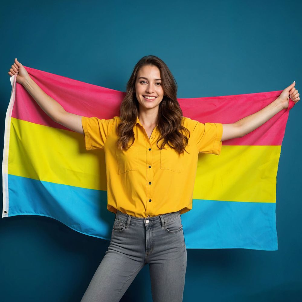 PHENO FLAGS Flagge Pansexual Pride Flagge LGBT PAN 90 x 150 cm Pansexuelle Fahne (Hissflagge für Fahnenmast), Inkl. 2 Messing Ösen