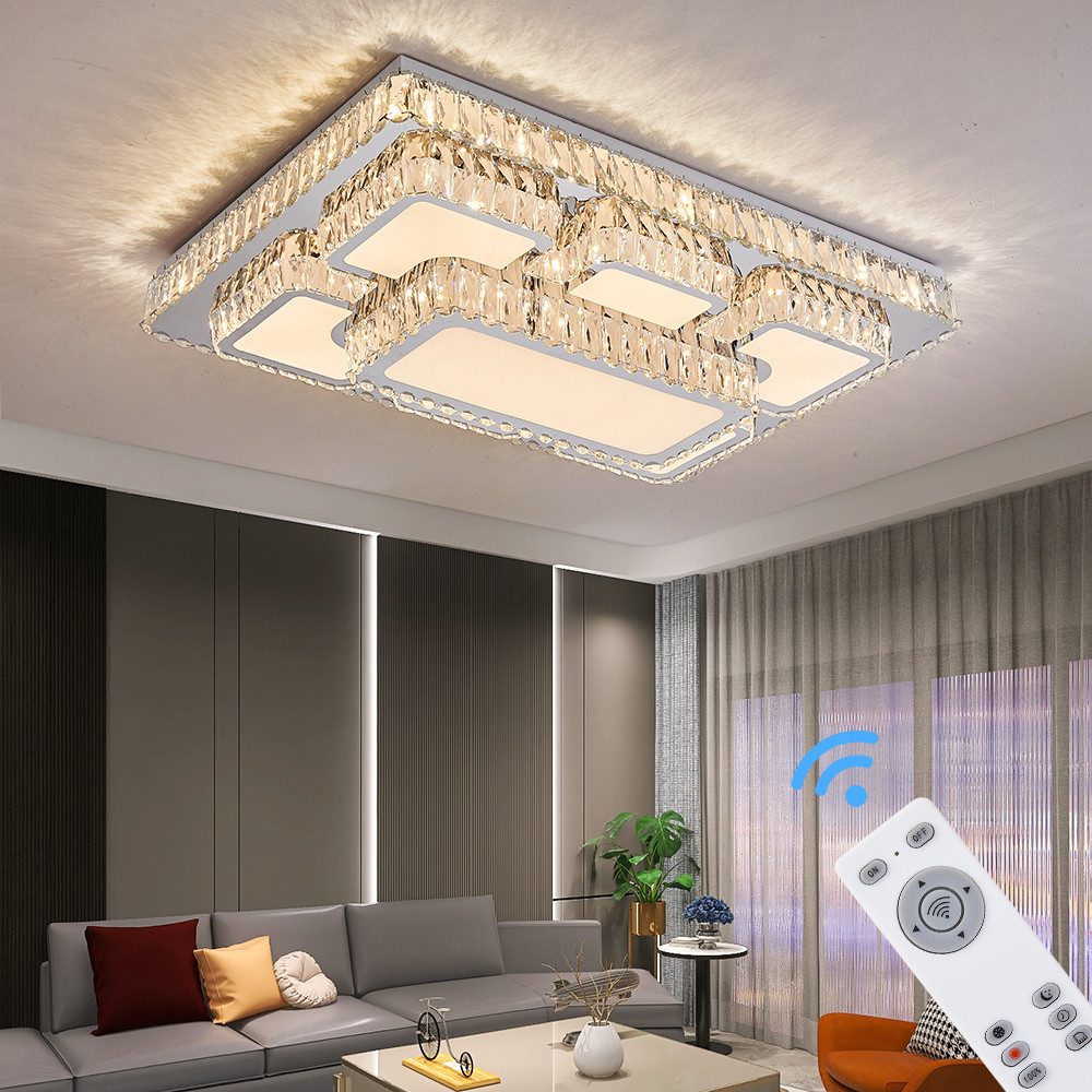 Eurohandisplay LED Deckenleuchte LED Deckenleuchte Kristall Lichtfarbe einstellbar mit Fernbedienung, LED fest integriert, Tageslichtweiß, Lichtfarbe und Hellig – Bild 4 von 5