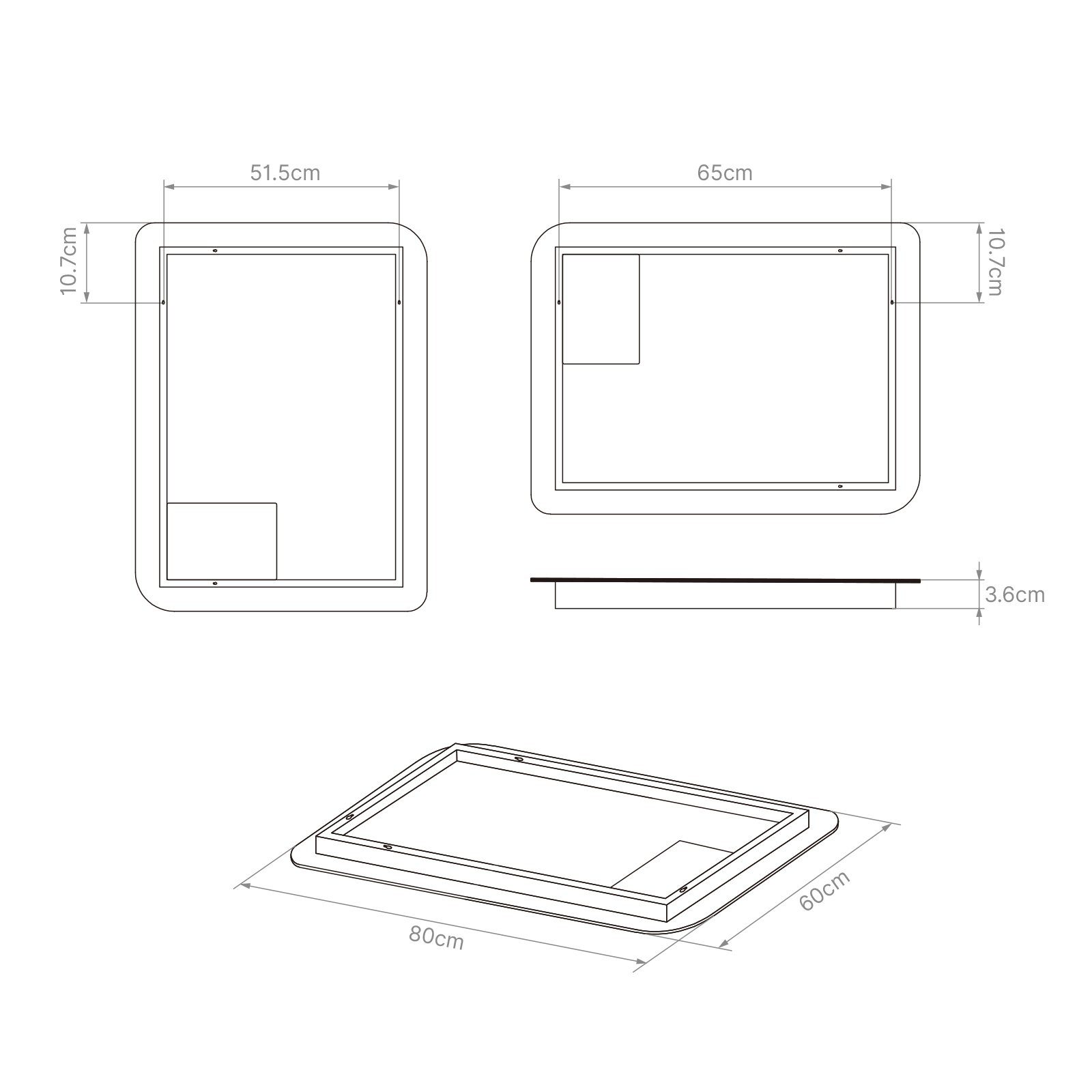 Badspiegel Badezimmerspiegel, Antibeschlage, LED Touch cm mit Beleuchtung, 80x60 Schalter, Meerveil