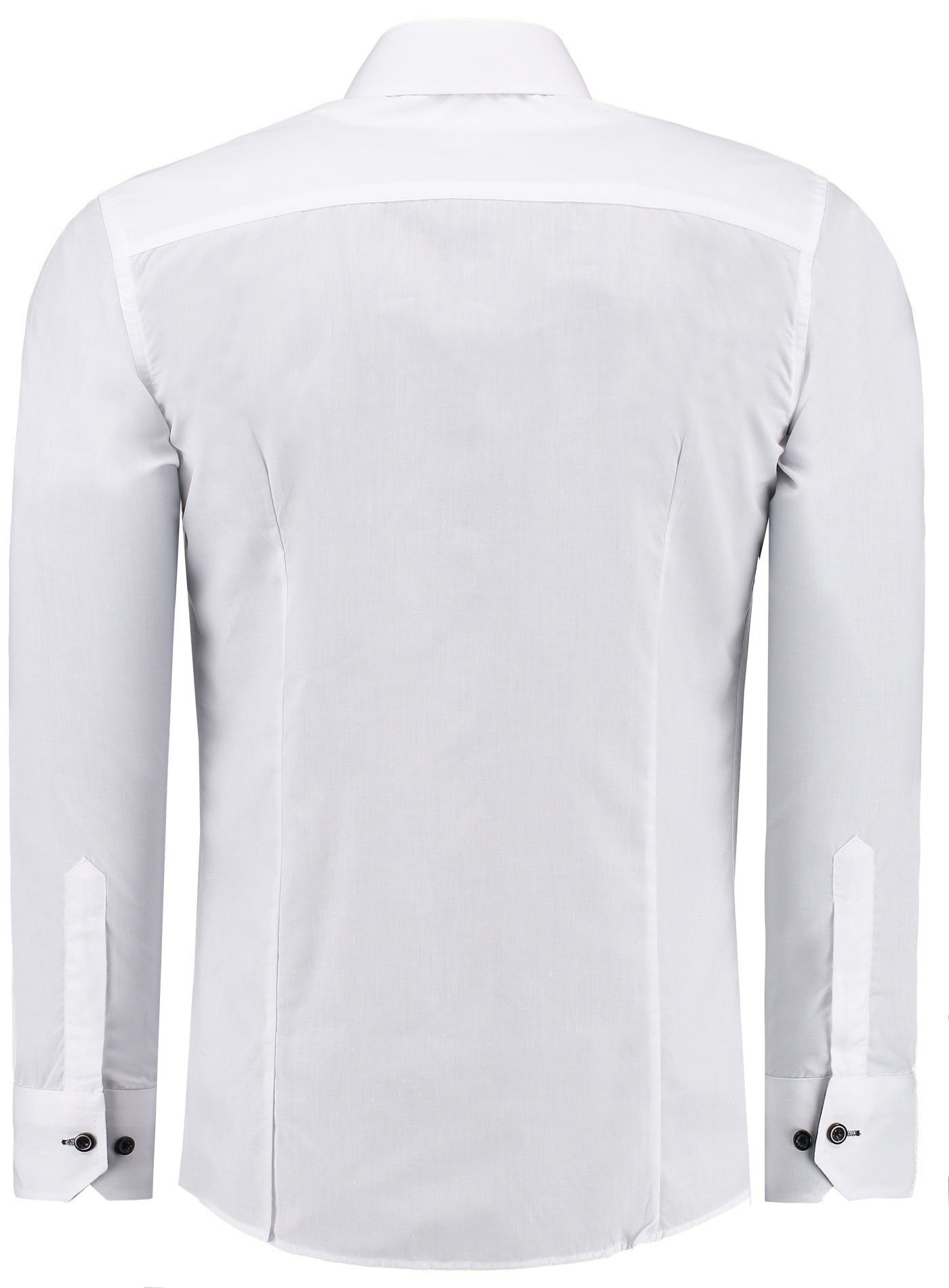 J'S FASHION Businesshemd JS12105 Slim Fit Langarm Herren Hemd mit farblich abgesetzten Elementen, Langarm Kentkragen Uni