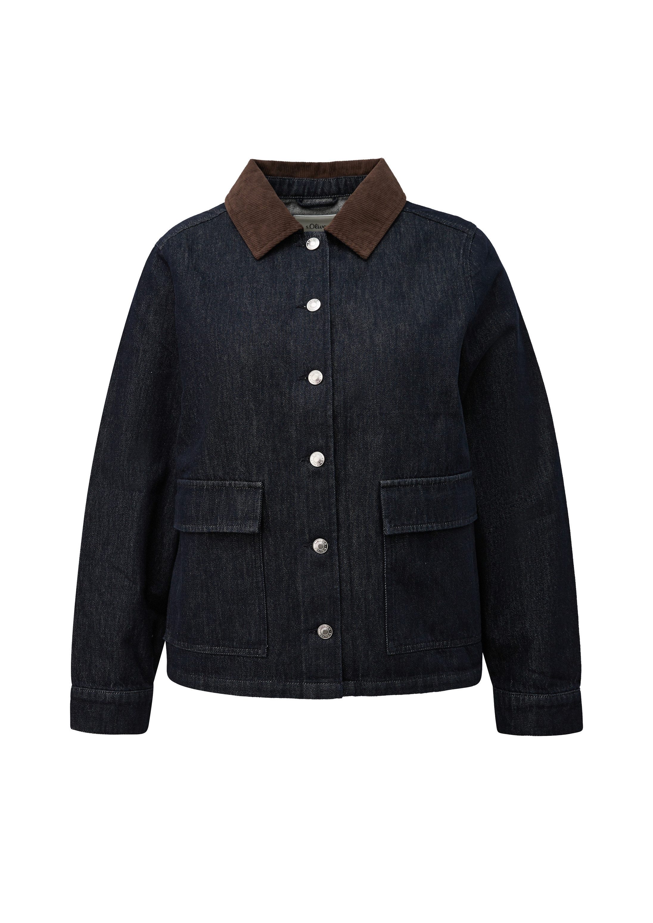 s.Oliver Funktionsjacke Indoor-Jacke Denimjacke mit Cordkragen