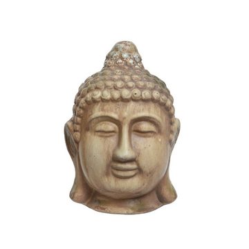 MARELIDA Buddhafigur Buddhakopf Mann Dekofigur Außen kupfer Feng Shui Gartenfigur 27cm (1 St)