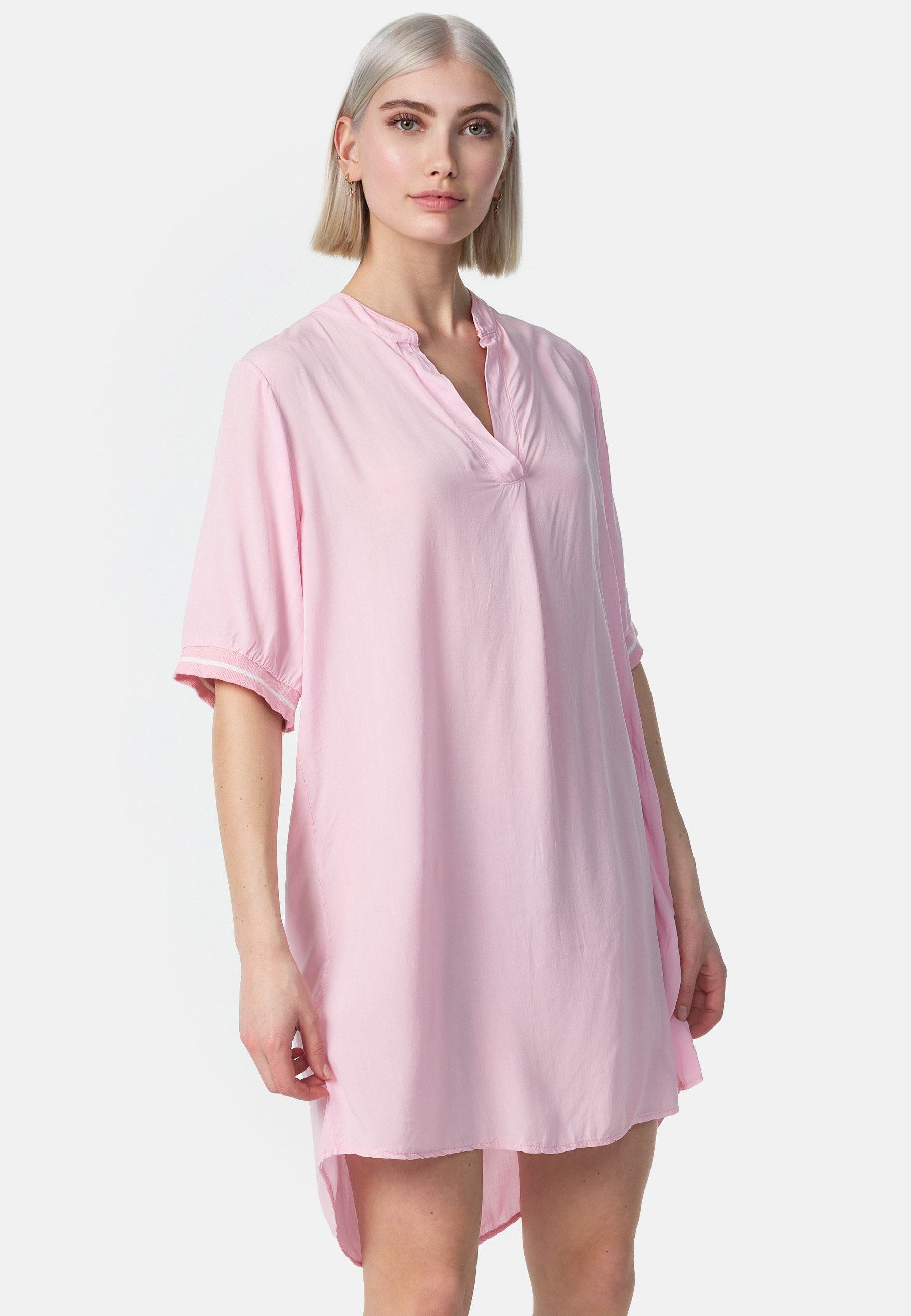 PM SELECTED Longbluse (Leichtes PM-23 Bluse Bündchen Longshirt in Galonstreifen & Einheitsgröße) Rosa mit