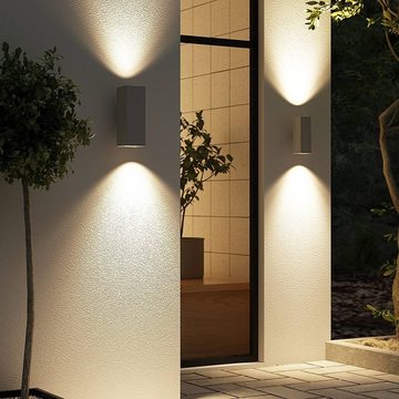 Arcchio LED Außen-Wandleuchte Leiylen, LED-Leuchtmittel fest verbaut, warmweiß, Modern, Beton, Aluminium, Glas, grau, 1 flammig, inkl. Leuchtmittel